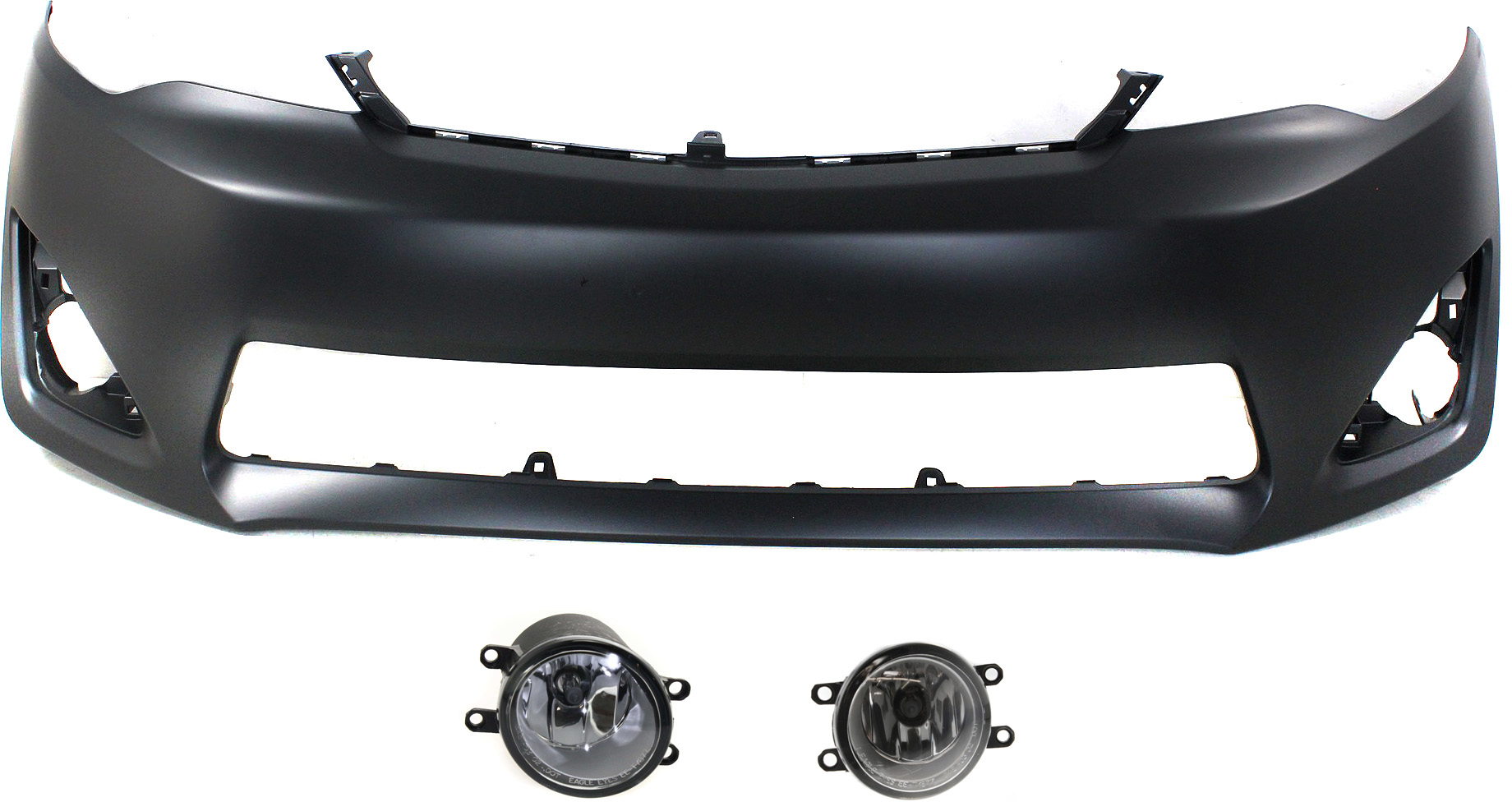 AM CAMRY 12-14 FRONT BUMPER COVER Primed 3 pc Kit with Fog Lights SKU KIT BCFL 0140 Partslink TO1000378 TO2592123 TO2593123 OEM 5211906974-8122006071-81210060