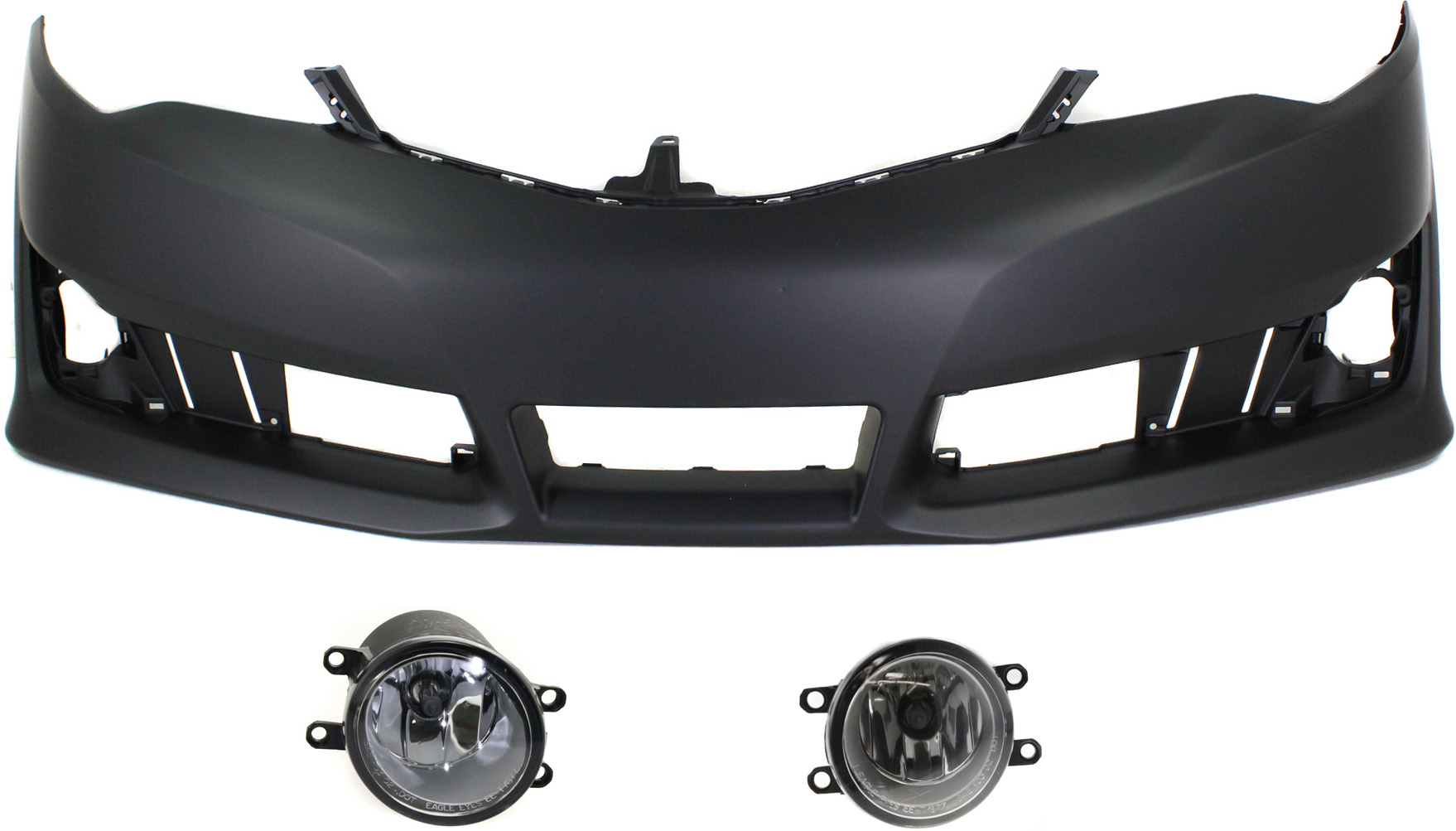 AM CAMRY 12-14 FRONT BUMPER COVER Primed 3 pc Kit with Fog Lights SKU KIT BCFL 0142 Partslink TO1000379 TO2592123 TO2593123 OEM 5211906975-8122006071-81210060