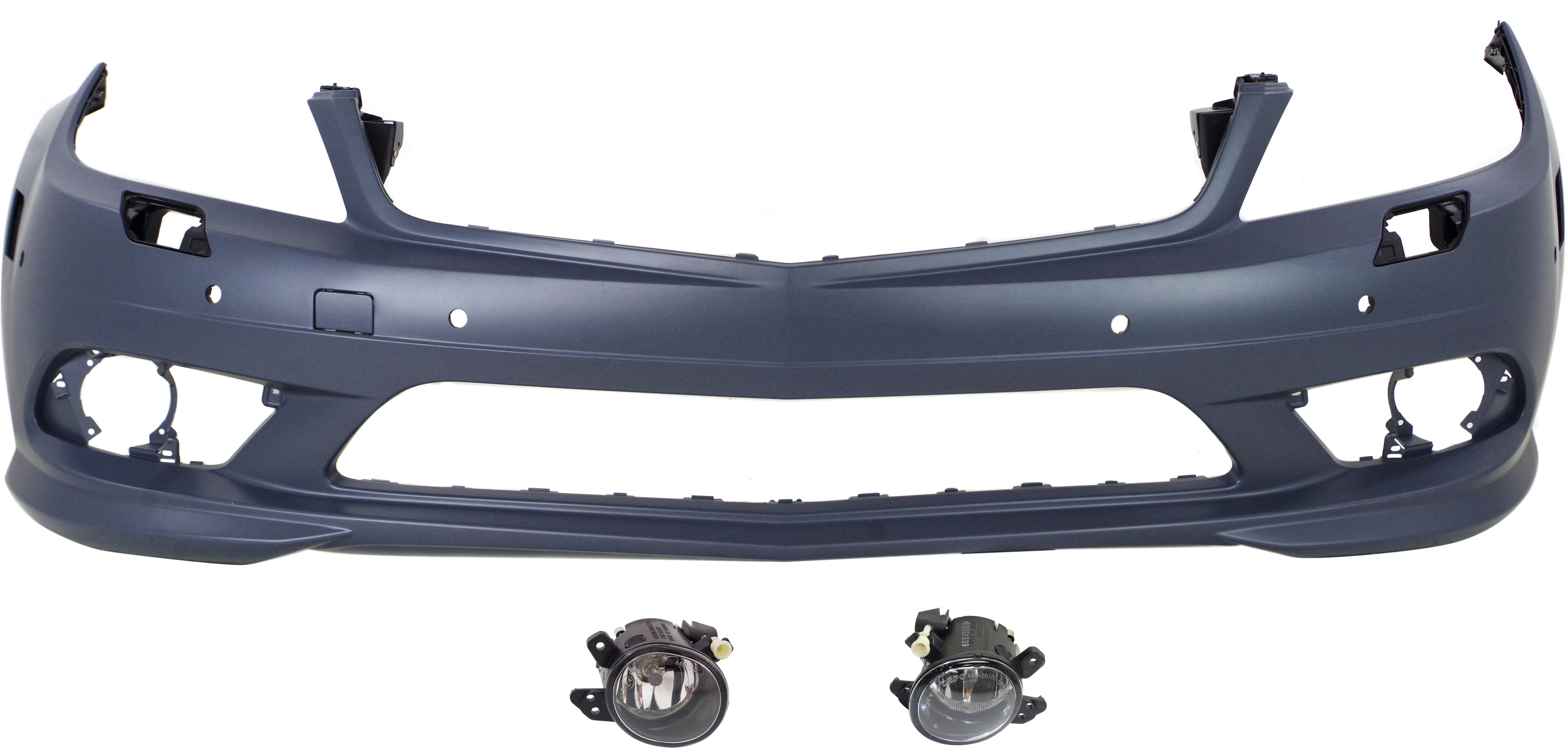 AM C CLASS 08-11 FRONT BUMPER COVER Primed 3 pc Kit with Fog Lights CAPA SKU KIT BCFL 0151 Partslink MB1000343C MB2592114 MB2593114 OEM 2048857825-2518200756-25182008