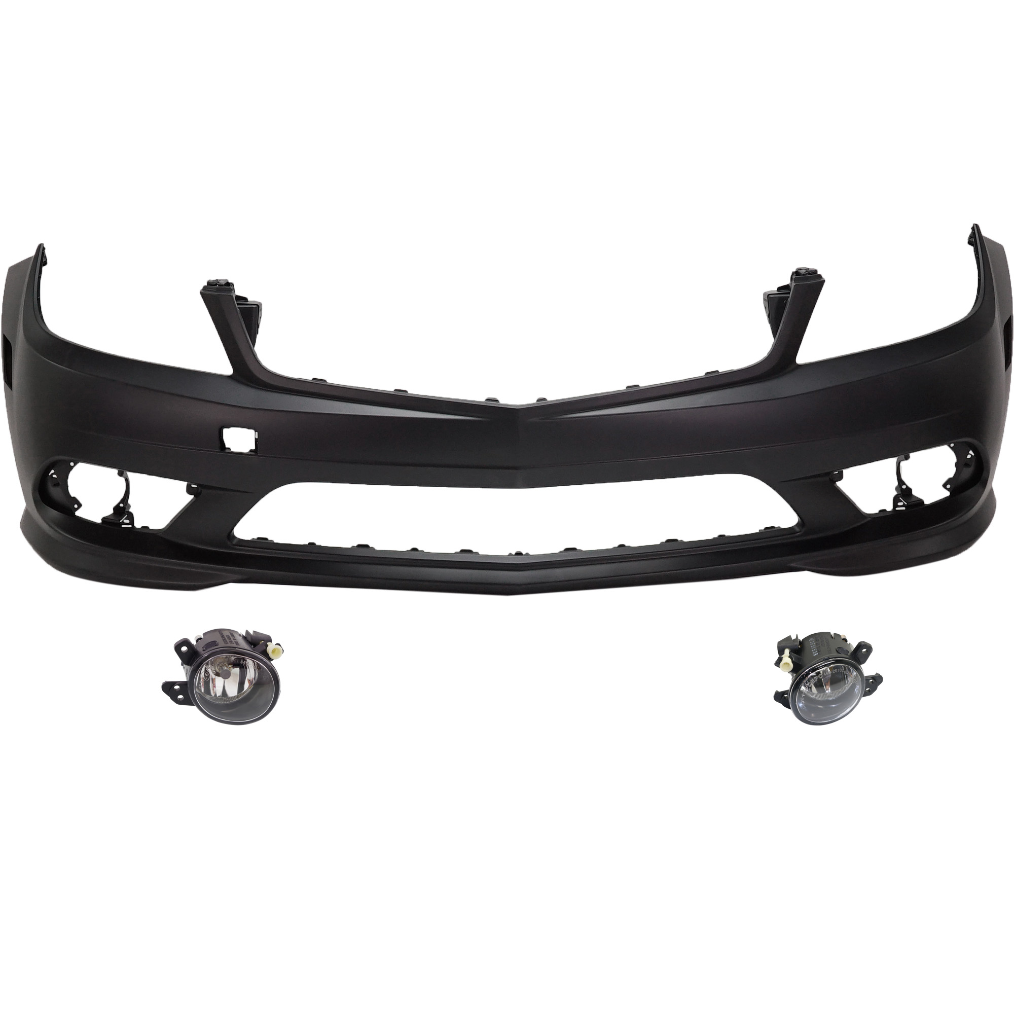 AM C CLASS 08-11 FRONT BUMPER COVER Primed 3 pc Kit with Fog Lights SKU KIT BCFL 0154 Partslink MB1000296 MB2592114 MB2593114 OEM 204885392560-2518200756-251820