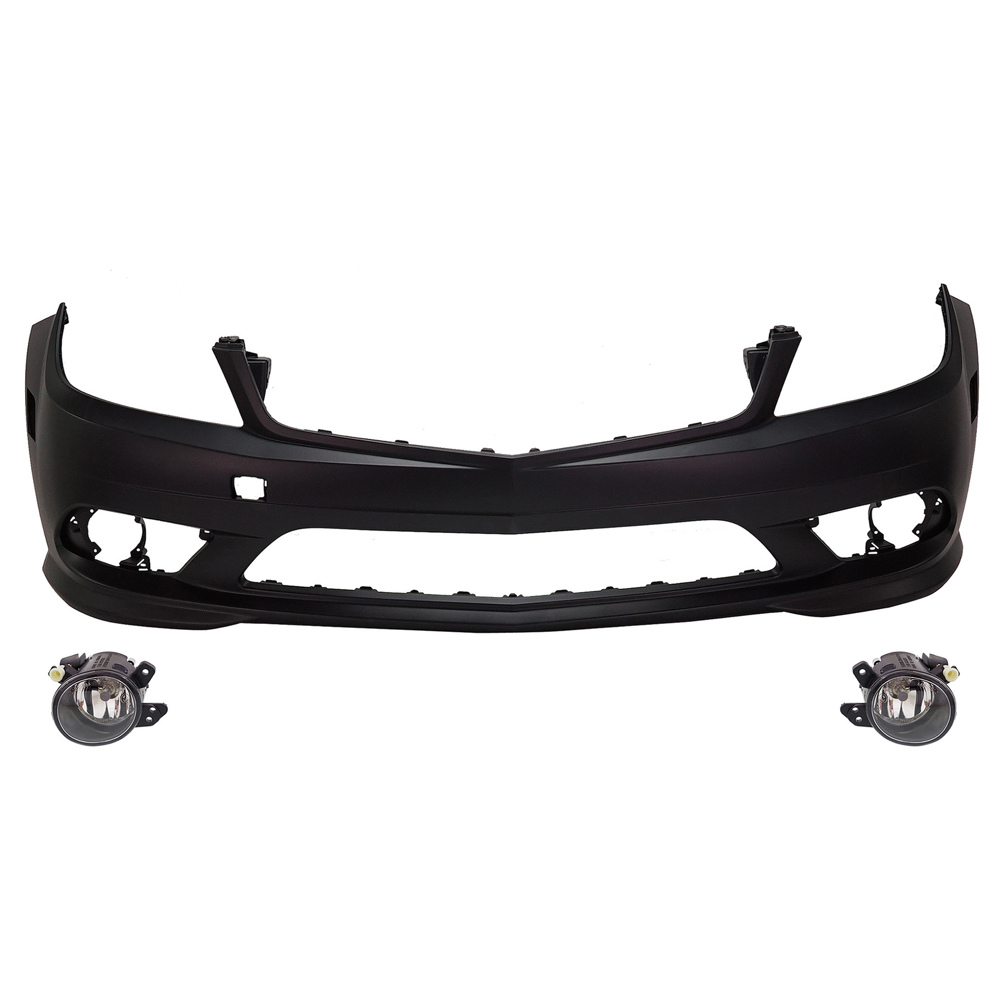 AM C CLASS 08-11 FRONT BUMPER COVER Primed 3 pc Kit with Fog Lights CAPA SKU KIT BCFL 0155 Partslink MB1000296C MB2592114 MB2593114 OEM 204885392560-2518200756-251820
