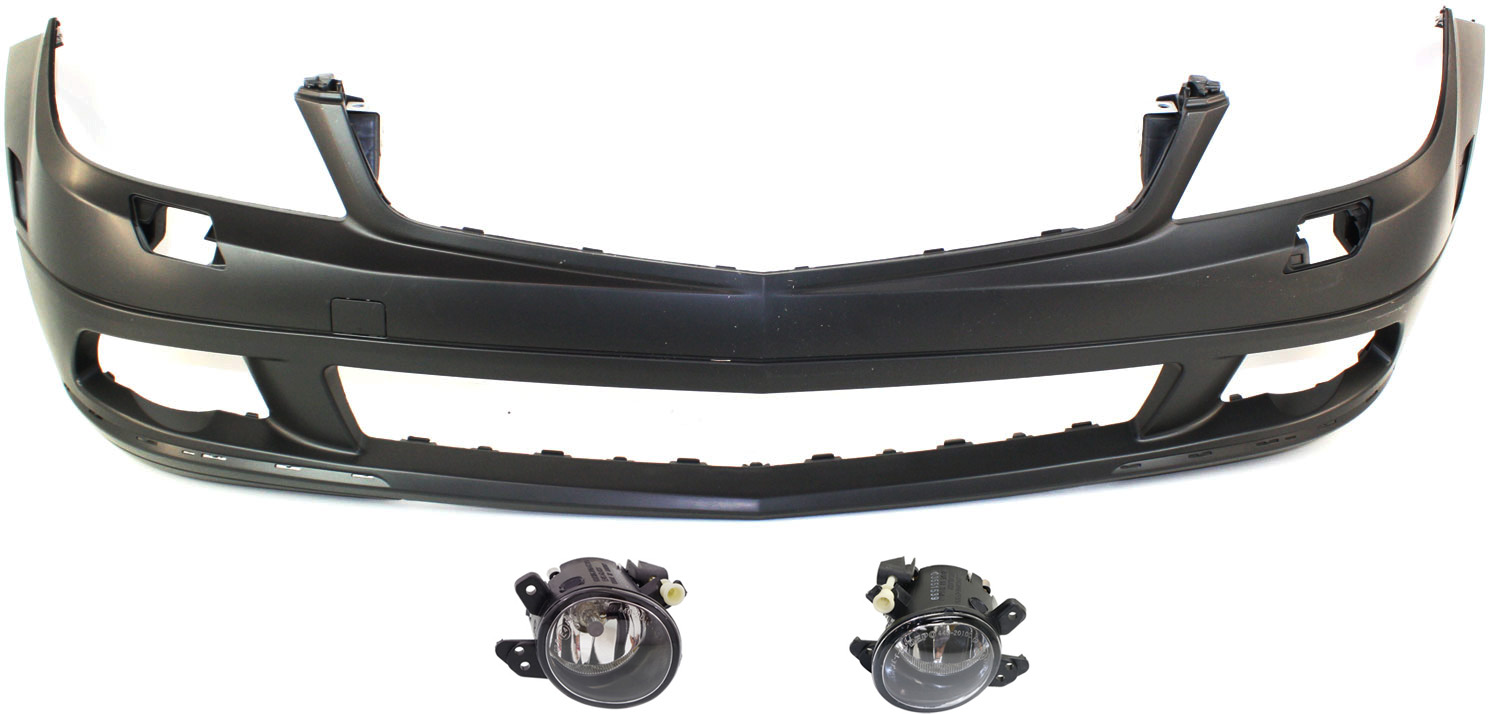 AM C CLASS 08-11 FRONT BUMPER COVER Primed 3 pc Kit with Fog Lights SKU KIT BCFL 0161 Partslink MB1000297 MB2592114 MB2593114 OEM 2048801140-2518200756-25182008