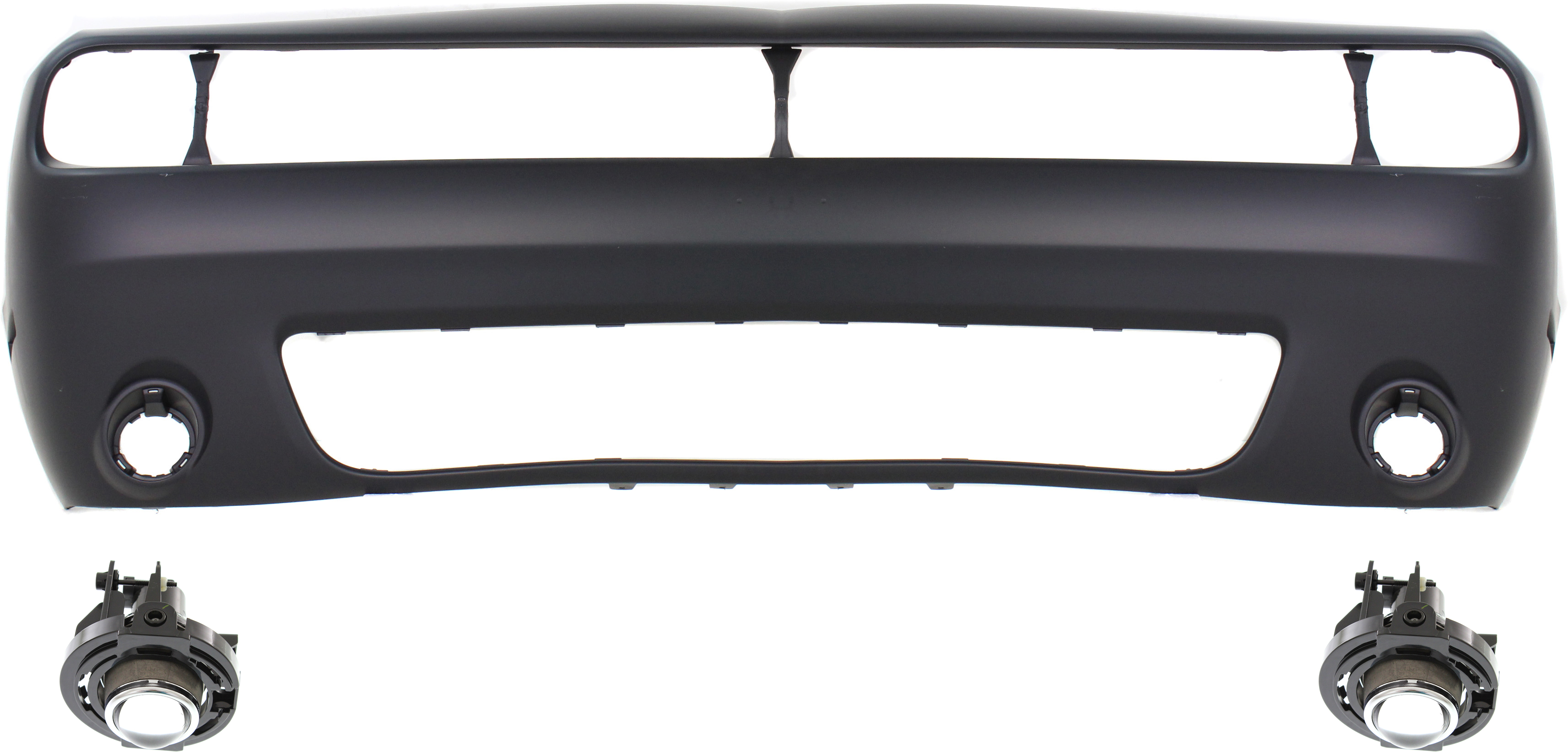 AM CHALLENGER 15-21 FRONT BUMPER COVER 3 pc Kit with Fog Lights SKU KIT BCFL 0163 Partslink CH1000A20 OEM 68258730AB 5182021AB PFM