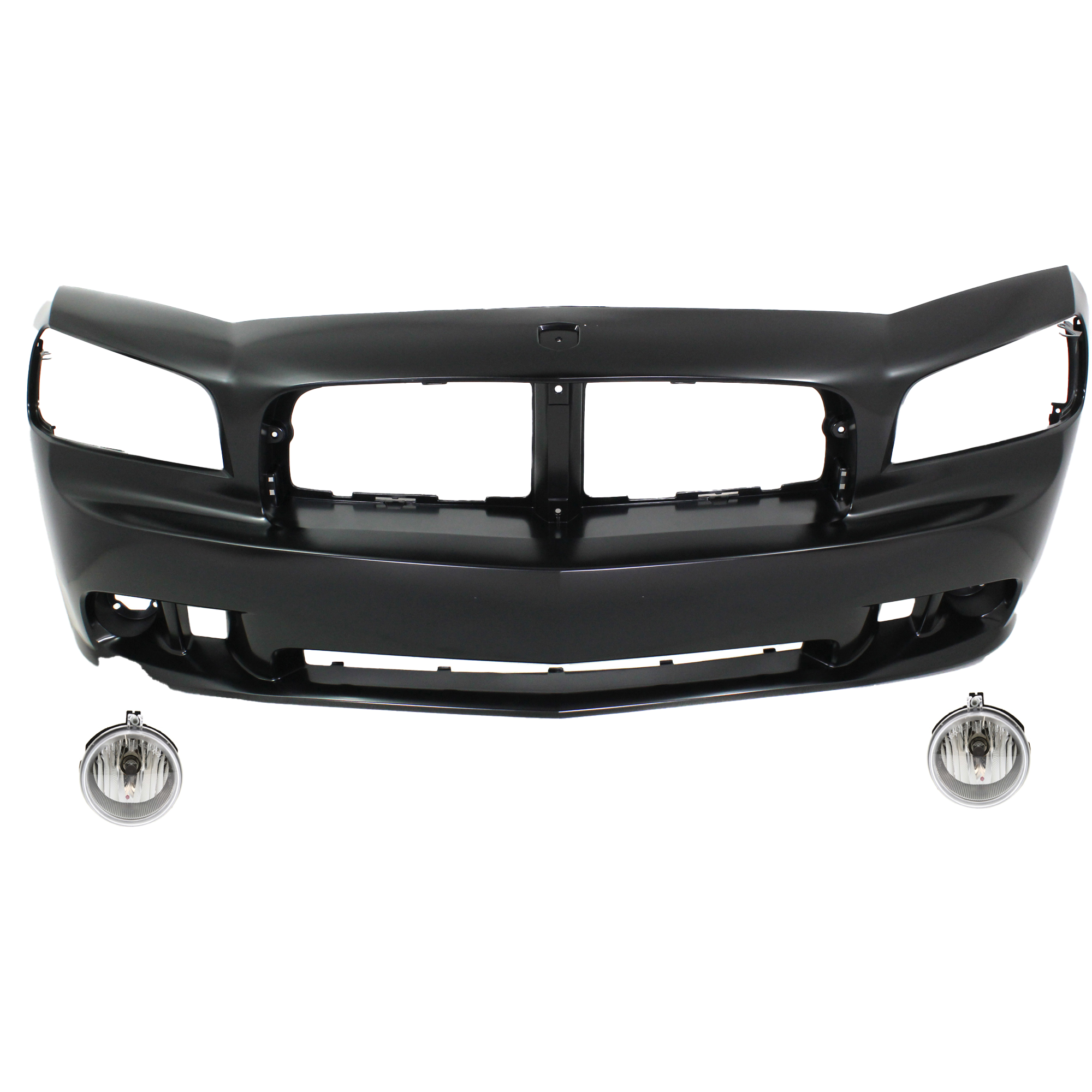 AM CHARGER 06-09 FRONT BUMPER COVER Primed 3 pc Kit with Fog Lights SKU KIT BCFL 0167 Partslink CH1000464 CH2592137 OEM 4854674AA 4805857AB
