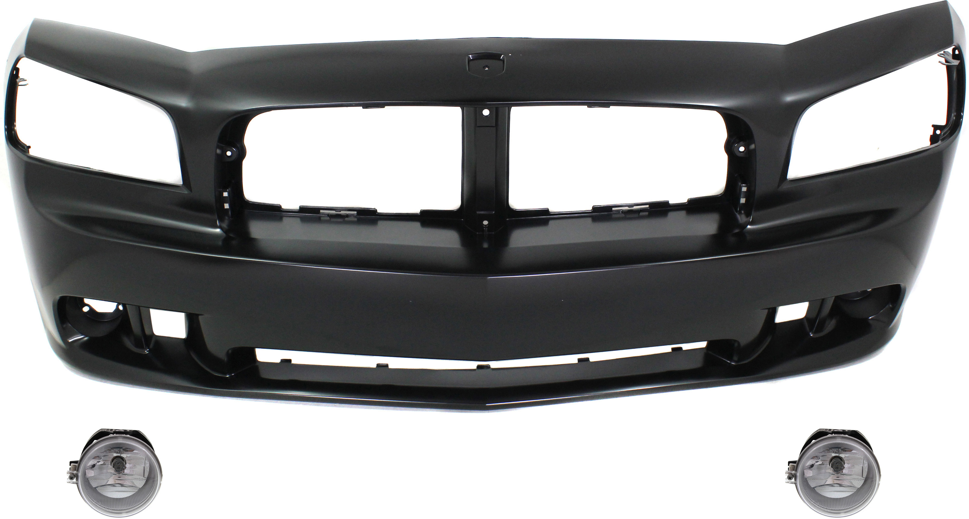 AM CHARGER 10-10 FRONT BUMPER COVER Primed 3 pc Kit with Fog Lights SKU KIT BCFL 0168 Partslink CH1000464 CH2592142C OEM 4854674AA 5182025AA