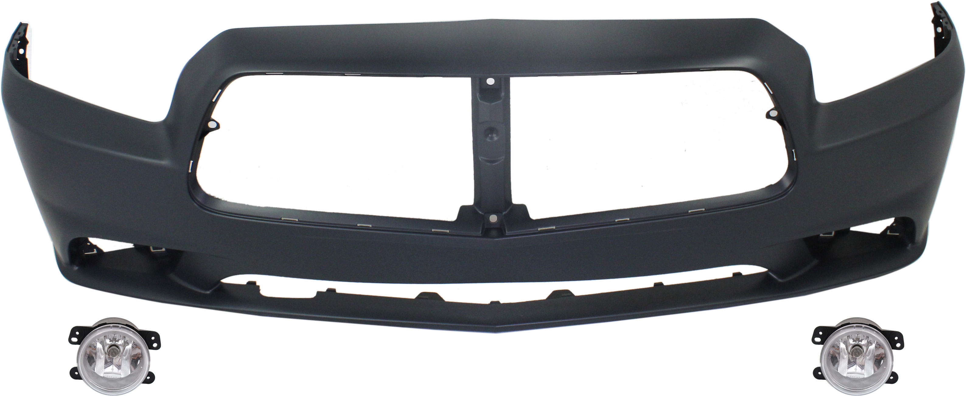AM CHARGER 11-14 FRONT BUMPER COVER Primed 3 pc Kit with Fog Lights SKU KIT BCFL 0171 Partslink CH1000993 OEM 5182026AA PFM 68092597AA
