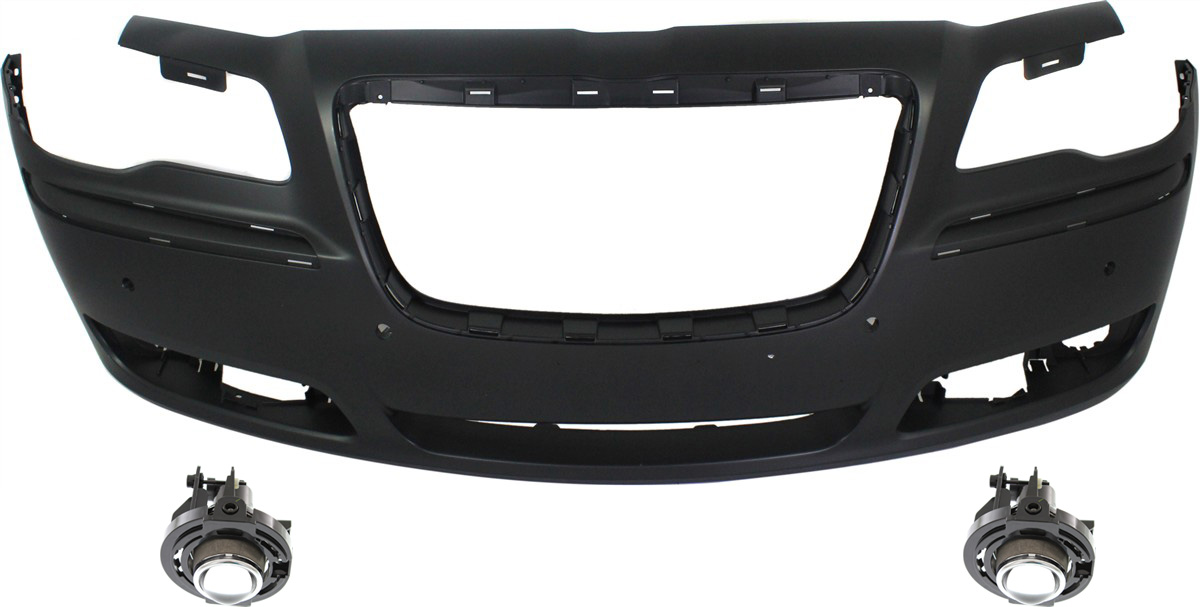 AM CHRYSLER 300-11-14 FRONT BUMPER COVER 3 pc Kit Primed Exc. SRT 8 Model w Adaptive Cruise Control w Parking Aid Sensor Holes with Fog Lights SKU KIT BCFL 0181 Partslink CH1000A01 OEM 68127939AE 5182021AB PFM