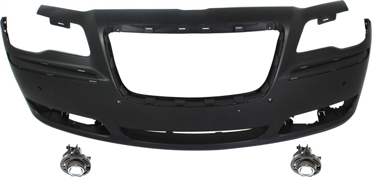 AM CHRYSLER 300-11-14 FRONT BUMPER COVER 3 pc Kit Primed Exc. SRT 8 Model w Adaptive Cruise Control w Parking Aid Sensor Holes with Fog Lights CAPA SKU KIT BCFL 0183 Partslink CH1000A01C OEM 5182021AB PFM 68127939AE