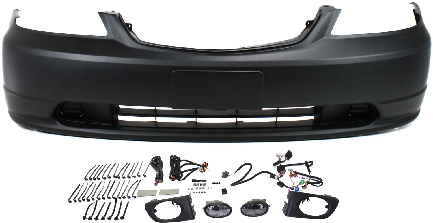 AM CIVIC 03-03 FRONT BUMPER COVER Primed 3 pc kit with Fog Lights CAPA SKU KIT BCFL 0200 Partslink HO1000197C HO2590118 OEM 04711S5PA90ZZ 08V31S5D103