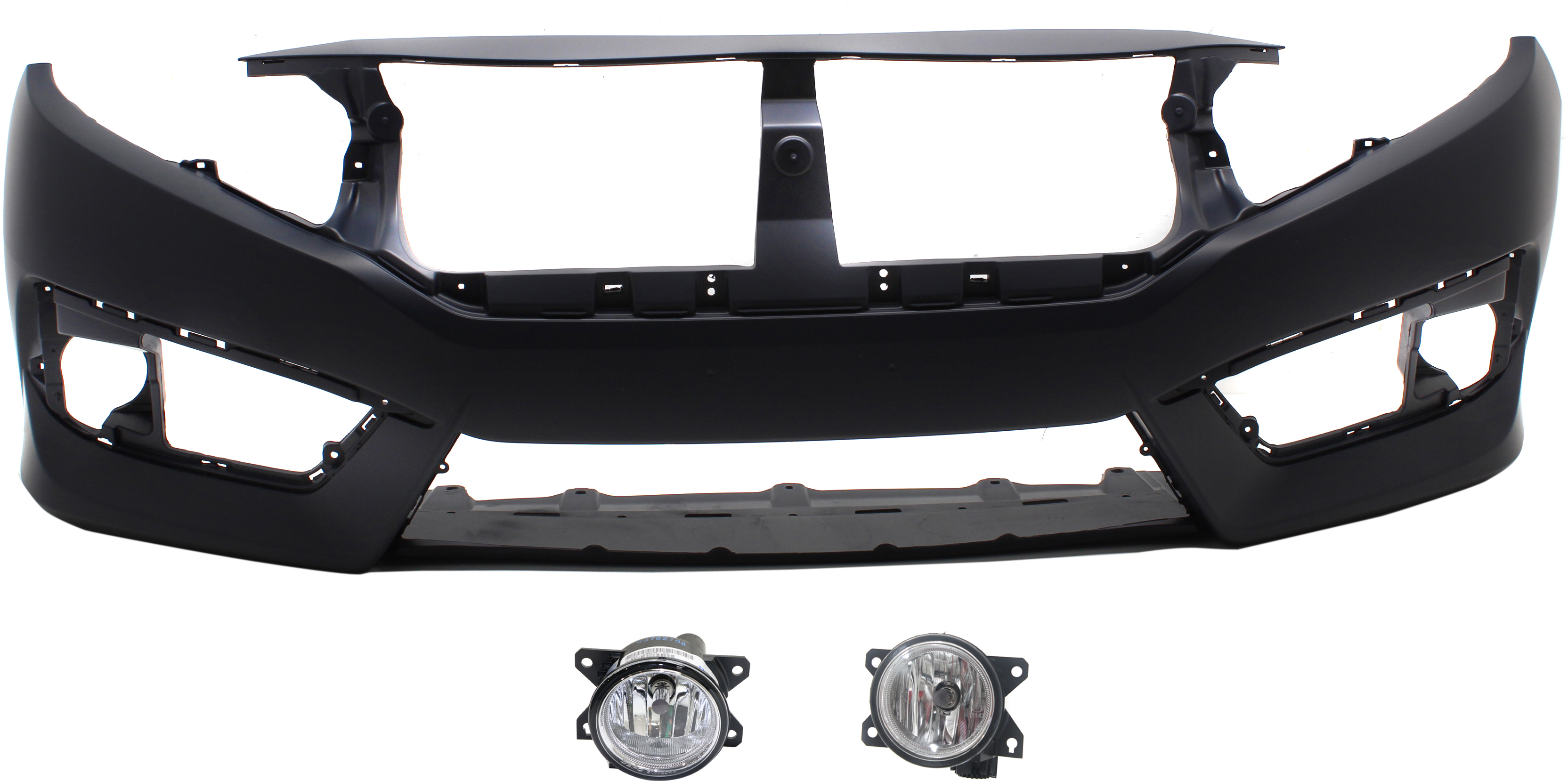 AM CIVIC 16-18 FRONT BUMPER COVER Primed 3 pc Kit with Fog Lights CAPA SKU KIT BCFL 0208 Partslink HO1000306C HO2592143 HO2593143 OEM 04711TBAA00ZZ 33900T5RA01-3390