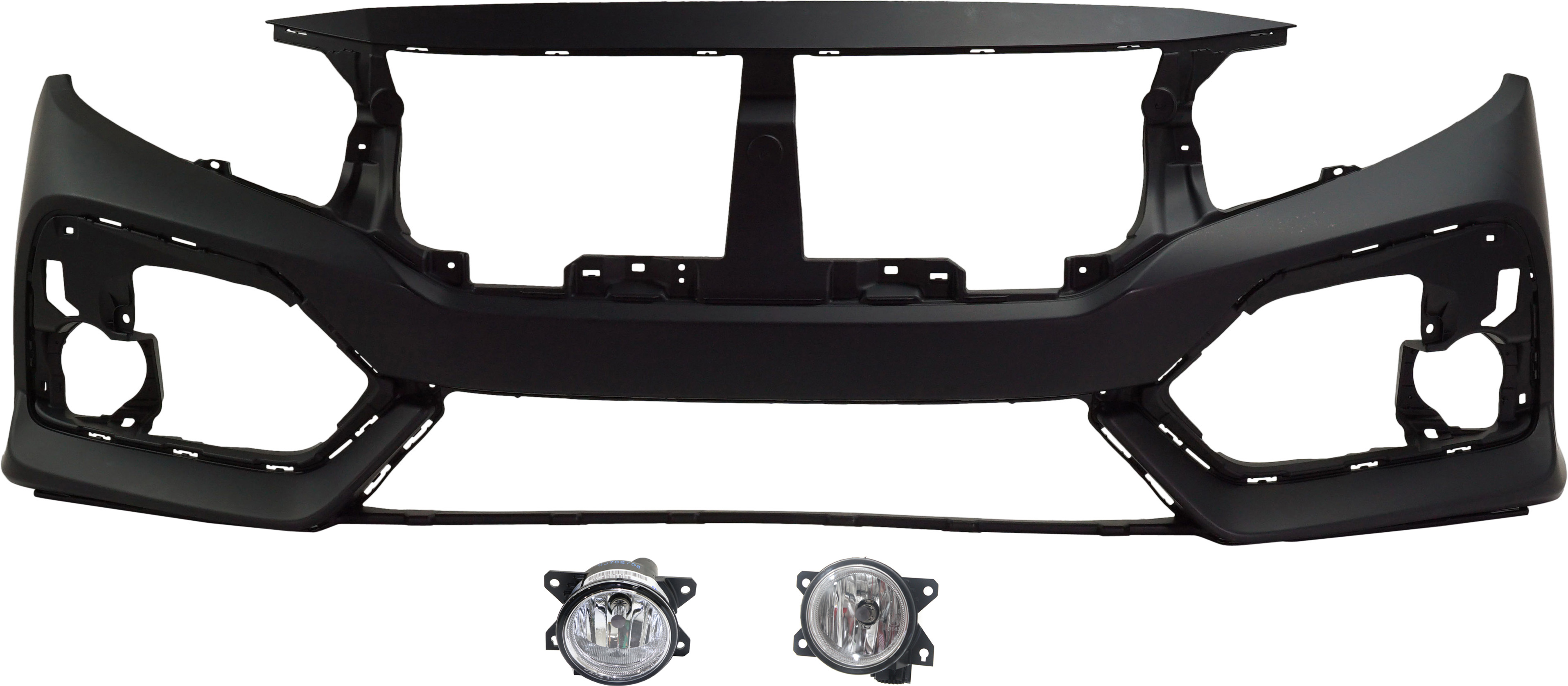AM CIVIC 17-19 FRONT BUMPER COVER Primed 3 pc Kit with Fog Lights CAPA SKU KIT BCFL 0210 Partslink HO1000307C HO2592143 HO2593143 OEM 04711TGGA00ZZ 33900T5RA01-3390