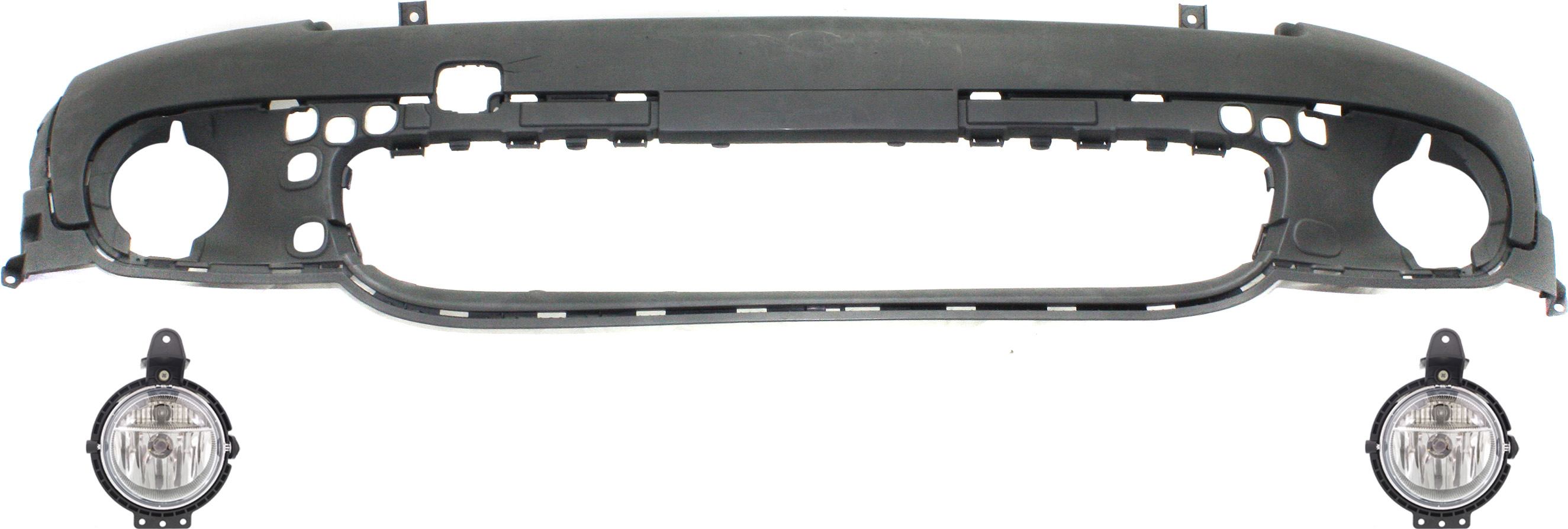 AM COOPER 07-10 FRONT BUMPER COVER Primed 3 pc Kit with Fog Lights SKU KIT BCFL 0225 Partslink MC1000109 MC2593102 OEM 51112754003-63172751295