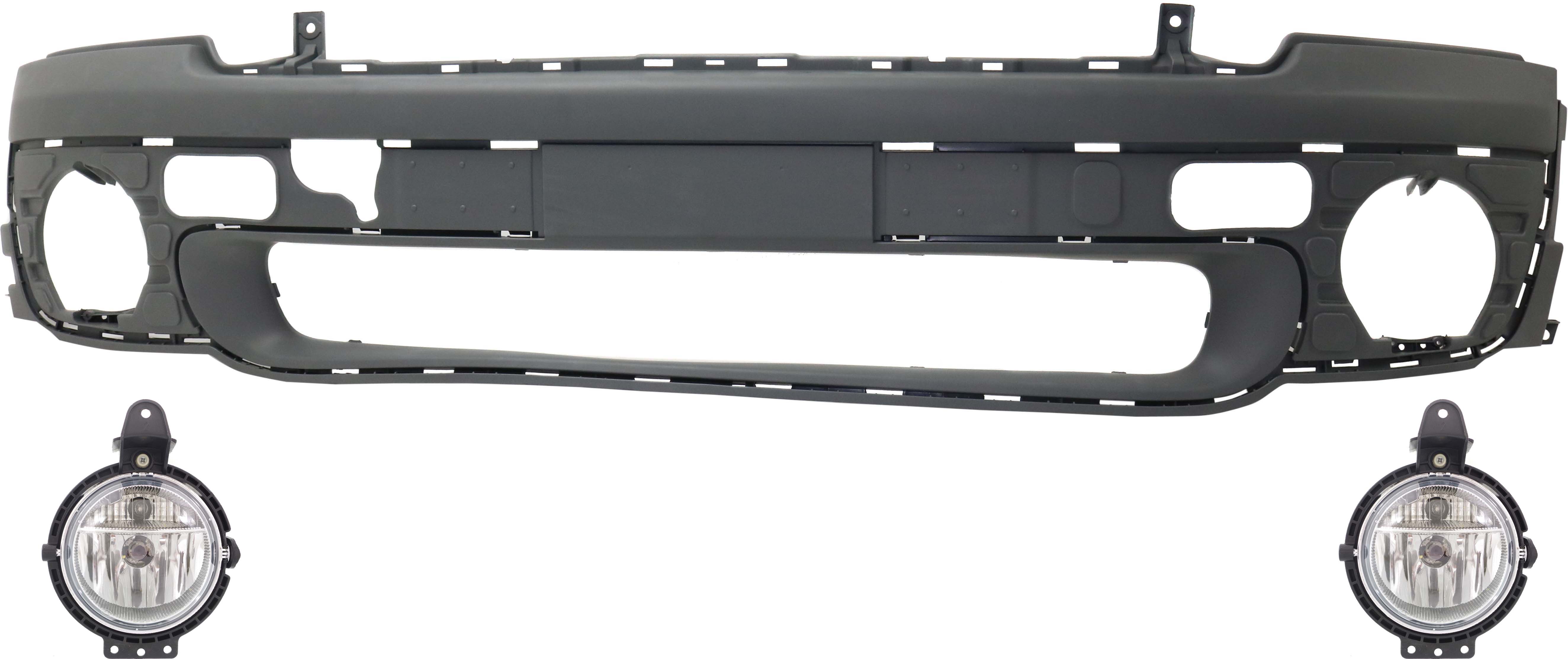 AM COOPER 07-10 FRONT BUMPER COVER Primed 3 pc Kit with Fog Lights SKU KIT BCFL 0226 Partslink MC1000107 MC2593102 OEM 51112753995-63172751295