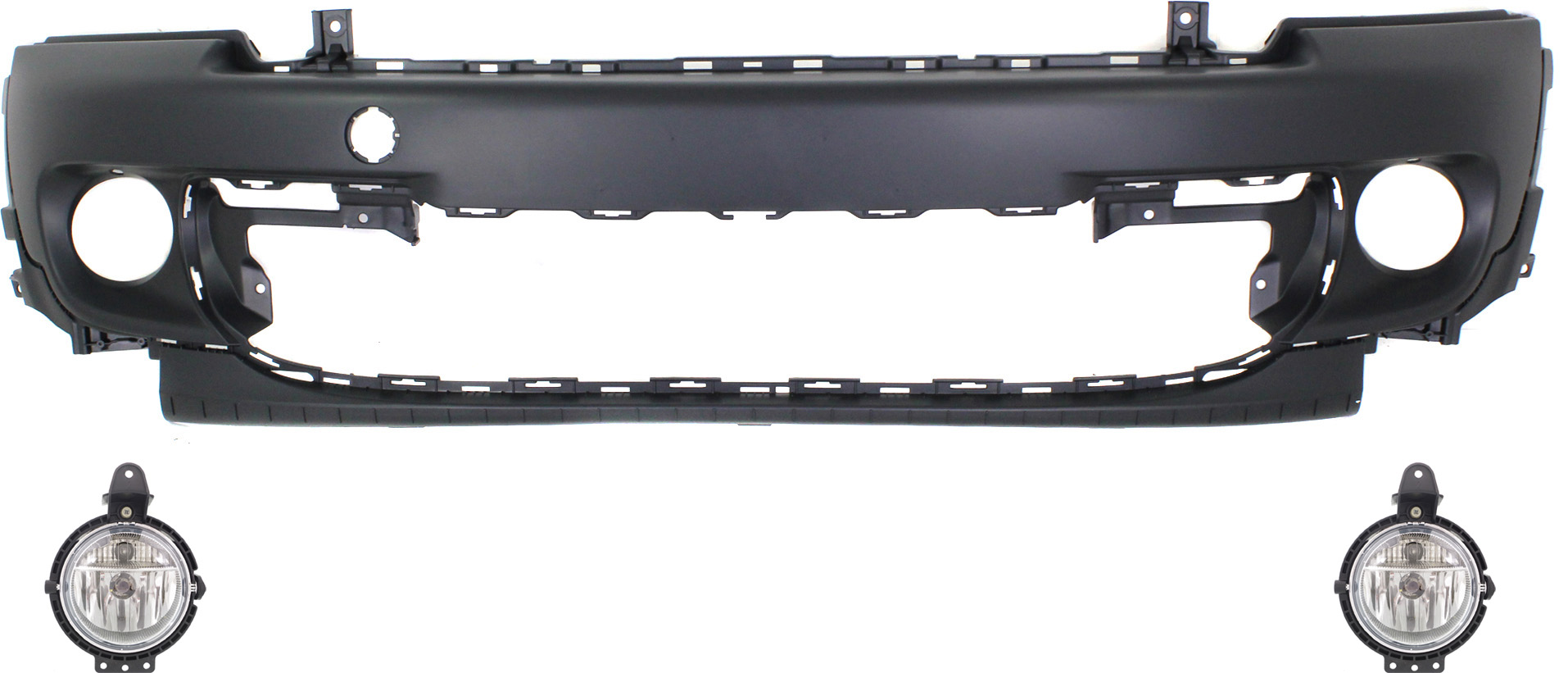 AM COOPER 11-15 FRONT BUMPER COVER Primed 3 pc kit with Fog Lights SKU KIT BCFL 0227 Partslink MC1000113 MC2593102 OEM 5-111-726-874-363-170-000-000