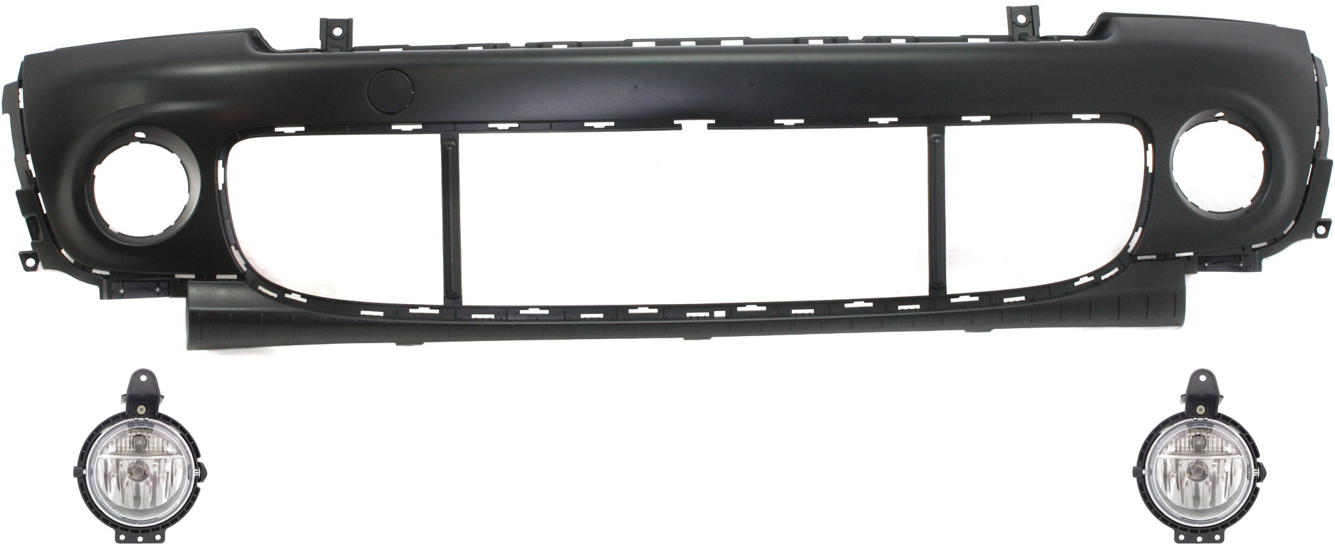 AM COOPER 11-15 FRONT BUMPER COVER Primed 3 pc Kit with Fog Lights SKU KIT BCFL 0229 Partslink MC1000112 MC2593102 OEM 51117268746-63172751295