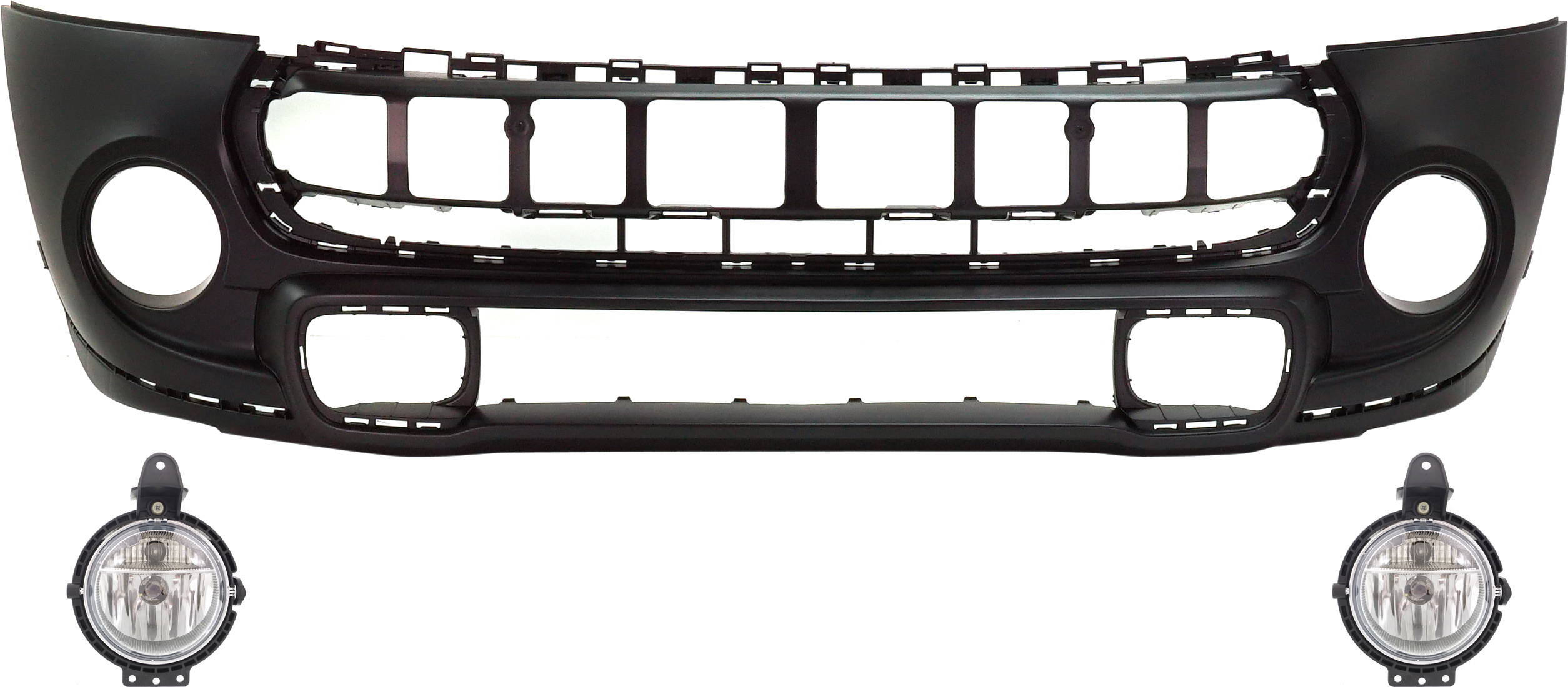 AM COOPER 14-15 FRONT BUMPER COVER Primed 3 pc Kit w Fog Lights SKU KIT BCFL 0232 Partslink MC1000118 MC2593102 OEM 51117379436-63172751295