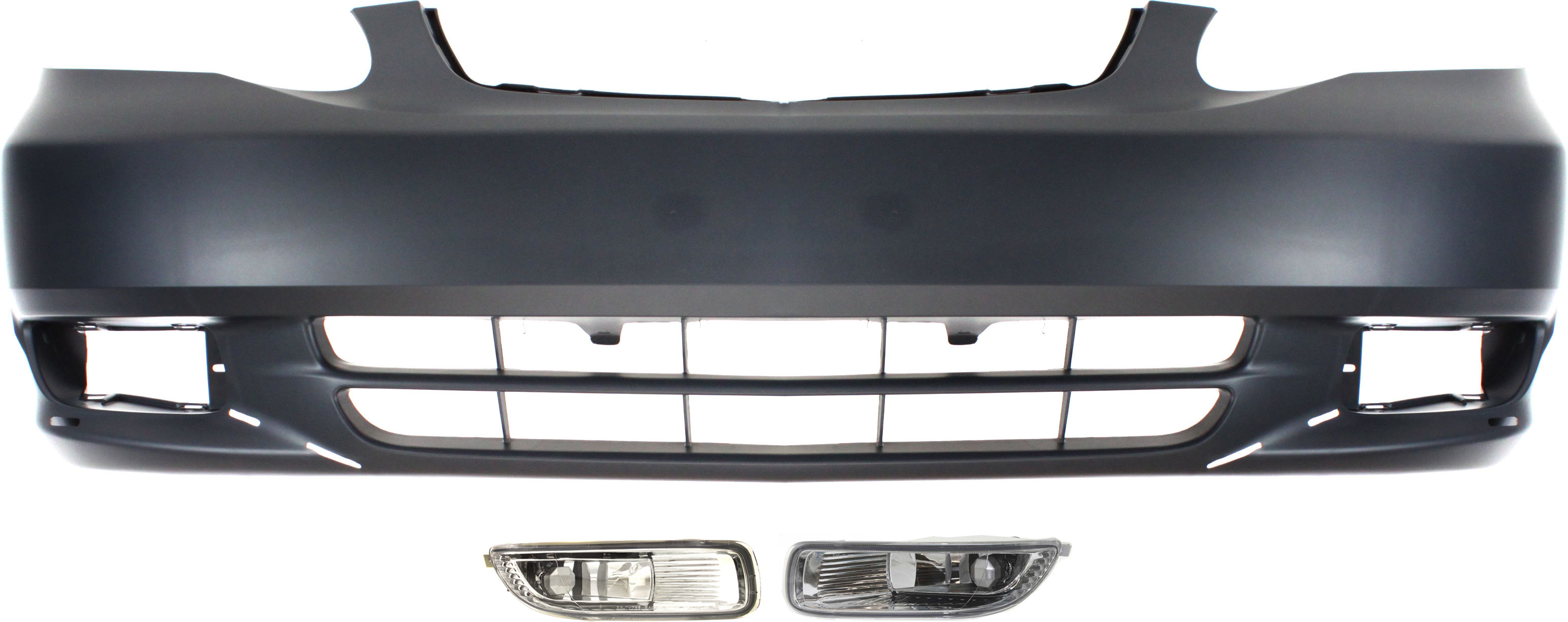 AM COROLLA 03-04 FRONT BUMPER COVER Primed 3 pc Kit with Fog Lights SKU KIT BCFL 0238 Partslink TO1000241 TO2592107 TO2593107 OEM 5211902916-8122002060-81210020