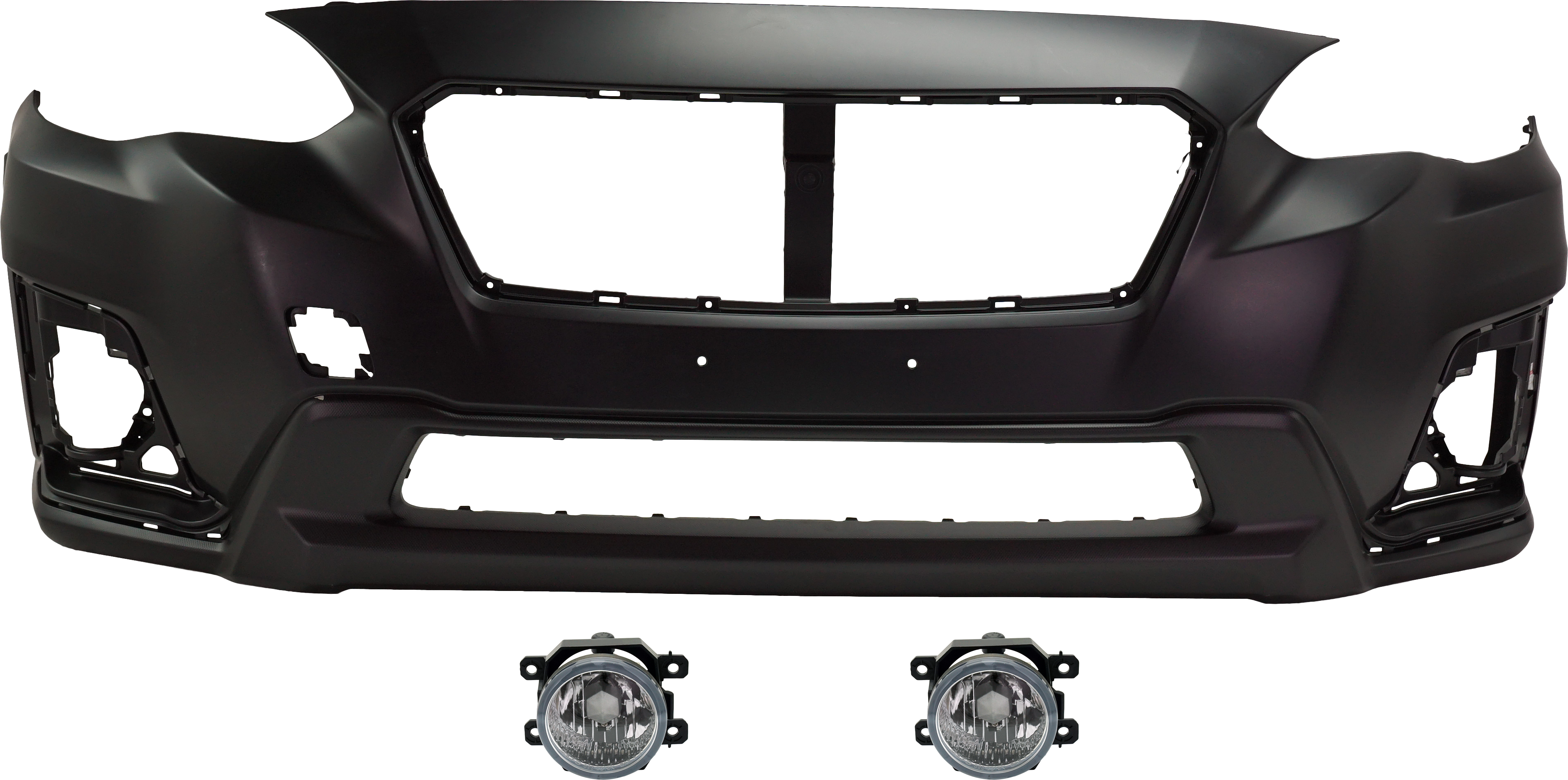 AM CROSSTREK 18-19 FRONT BUMPER COVER Primed 3 pc Kit with Fog Lights SKU KIT BCFL 0255 Partslink SU1000187 SU2593126C OEM 57704FL010-84501FJ021
