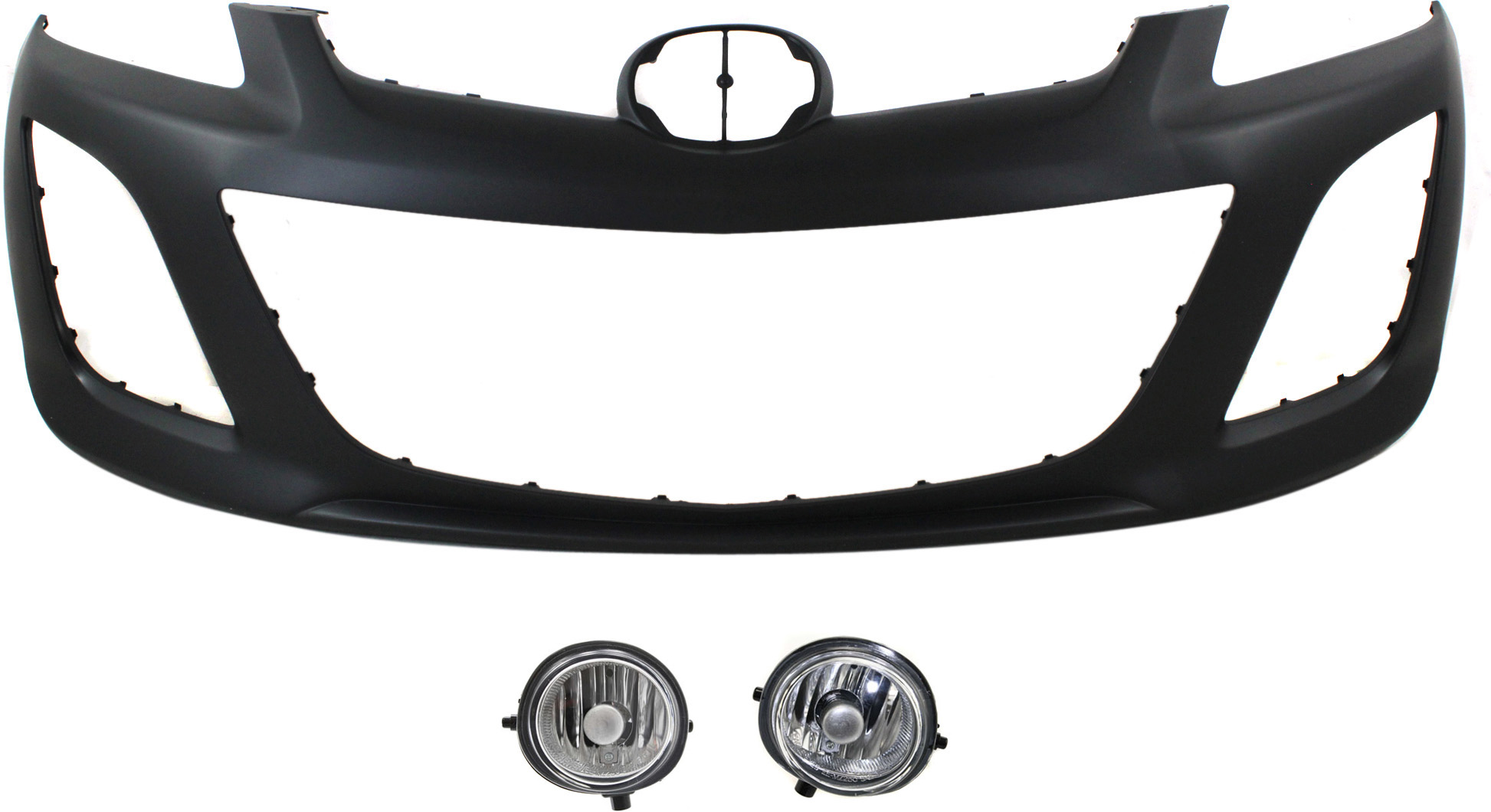 AM CX 7-10-10 FRONT BUMPER COVER 3 pc Kit with Fog Lights CAPA SKU KIT BCFL 0282 Partslink MA1000226C MA2593108 MA2592108 OEM EH4450031FBB LE4651680C LE4551