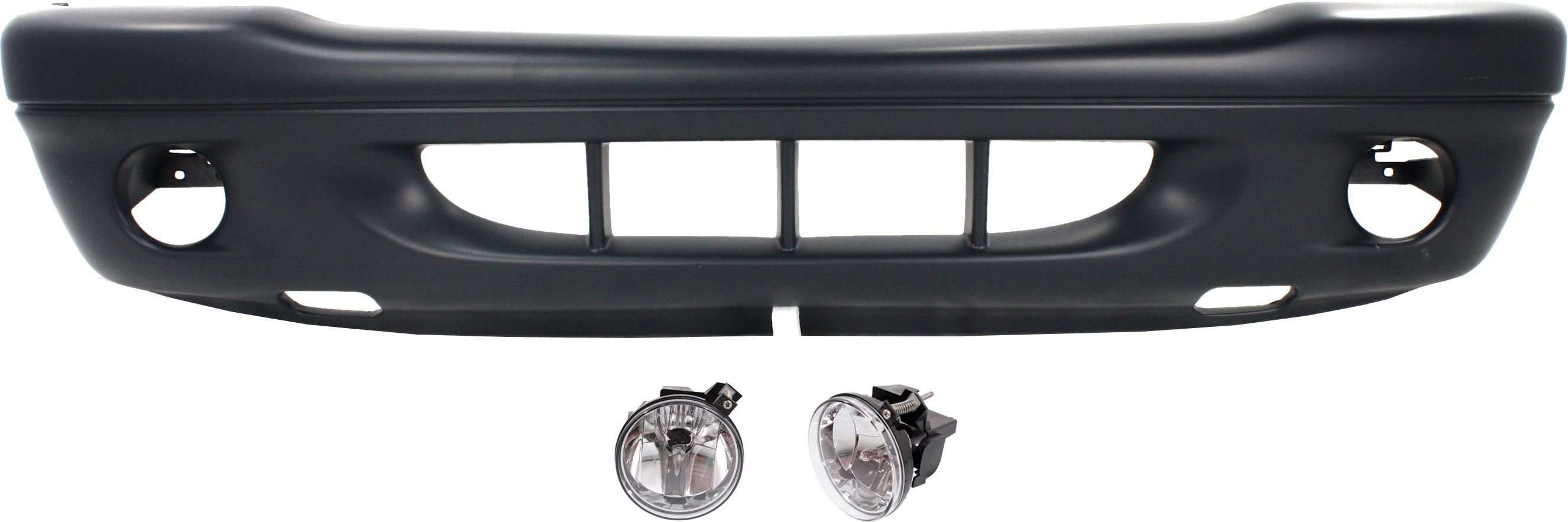 AM DAKOTA 01-02 FRONT BUMPER COVER 3 pc Kit with Fog Lights SKU KIT BCFL 0287 Partslink CH1000309 CH2592113 OEM 5083107AA 55077320AD