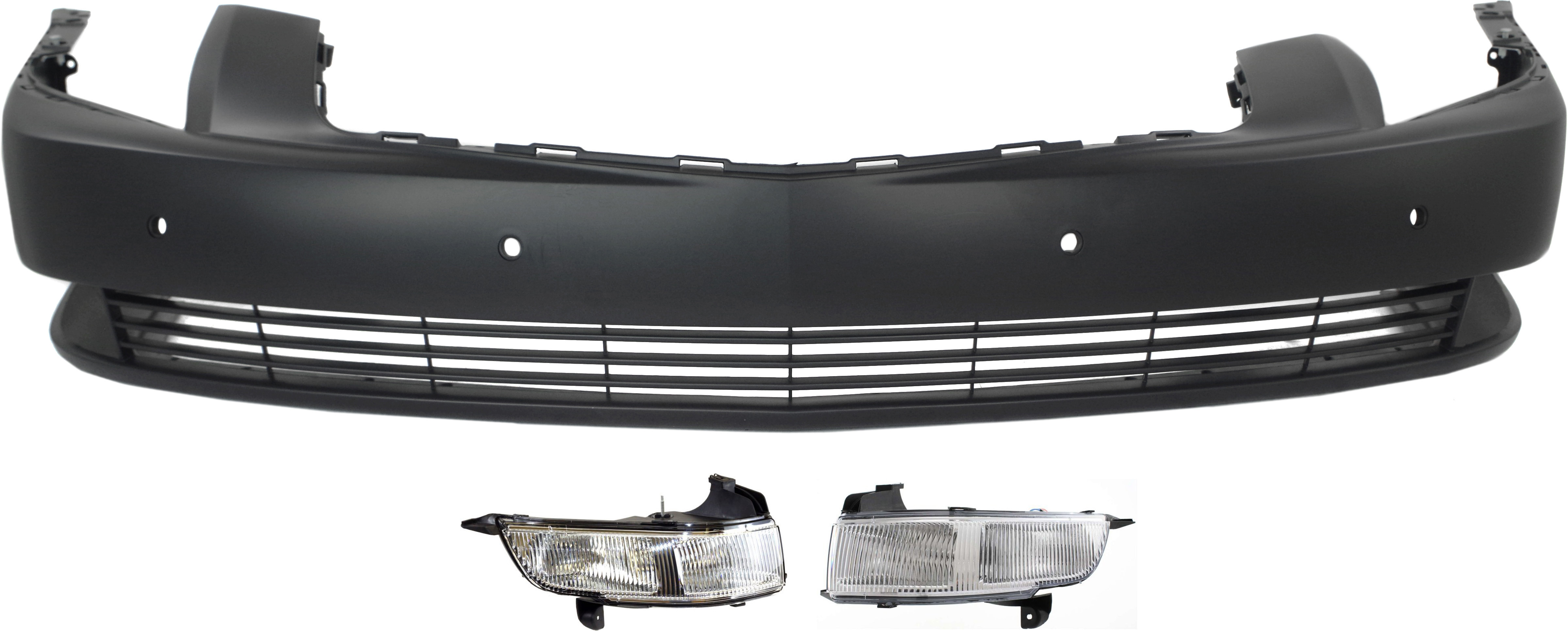 AM DTS 06-11 FRONT BUMPER COVER 3 pc Kit with Fog Lights SKU KIT BCFL 0290 Partslink GM1000813 GM2592159 GM2593159 OEM 15213402-20823614-25797625-257