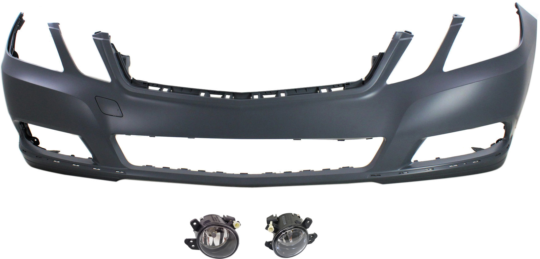 AM E350-10-13 FRONT BUMPER COVER 3 pc Kit with Fog Lights SKU KIT BCFL 0298 Partslink MB1000309 MB2592114 MB2593114 OEM 21288008409999-2518200756-2518