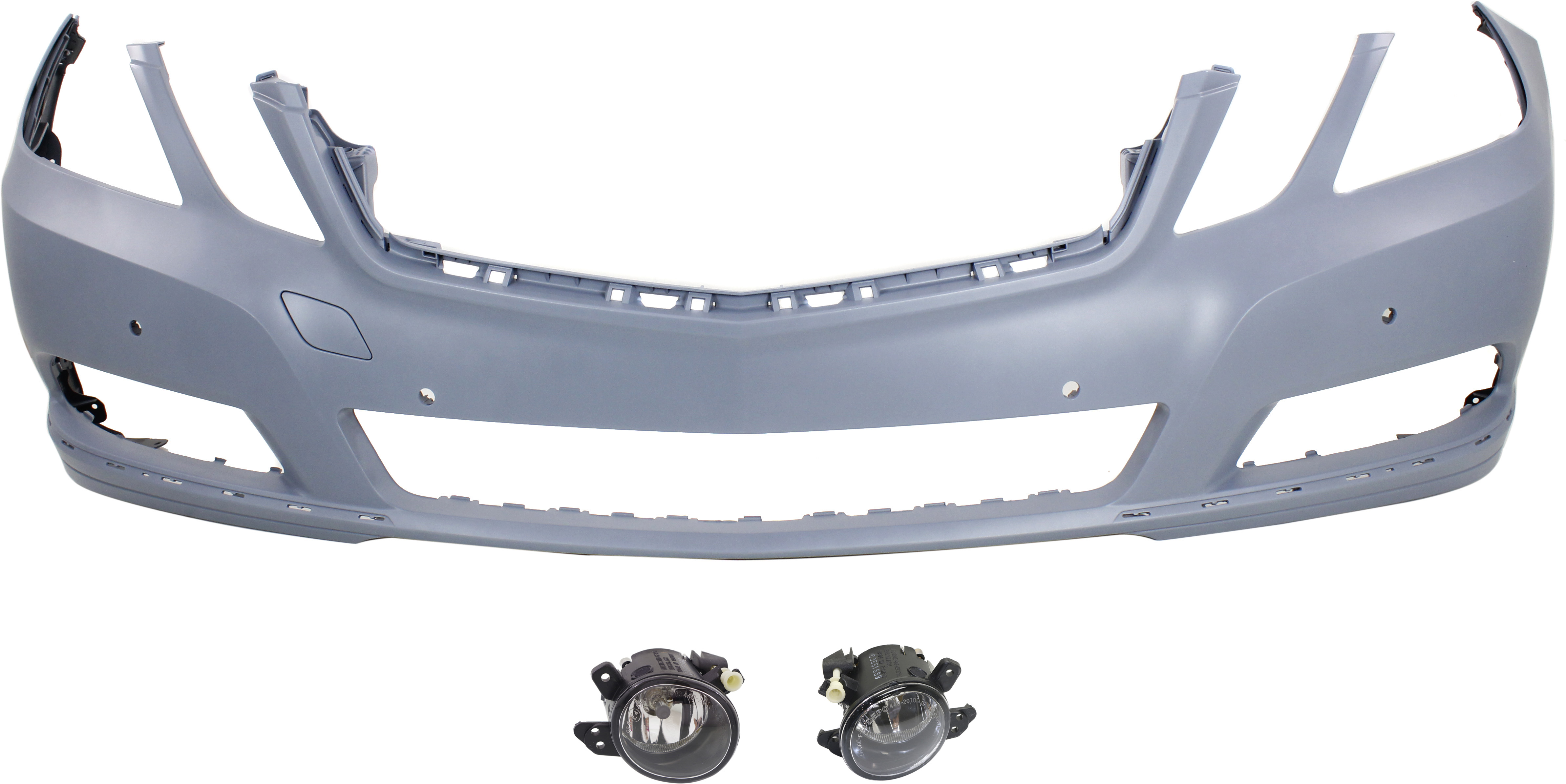 AM E350-11-13 FRONT BUMPER COVER 3 pc Kit with Fog Lights SKU KIT BCFL 0300 Partslink MB2592114 MB2593114 OEM 21288013409999-2518200756-2518