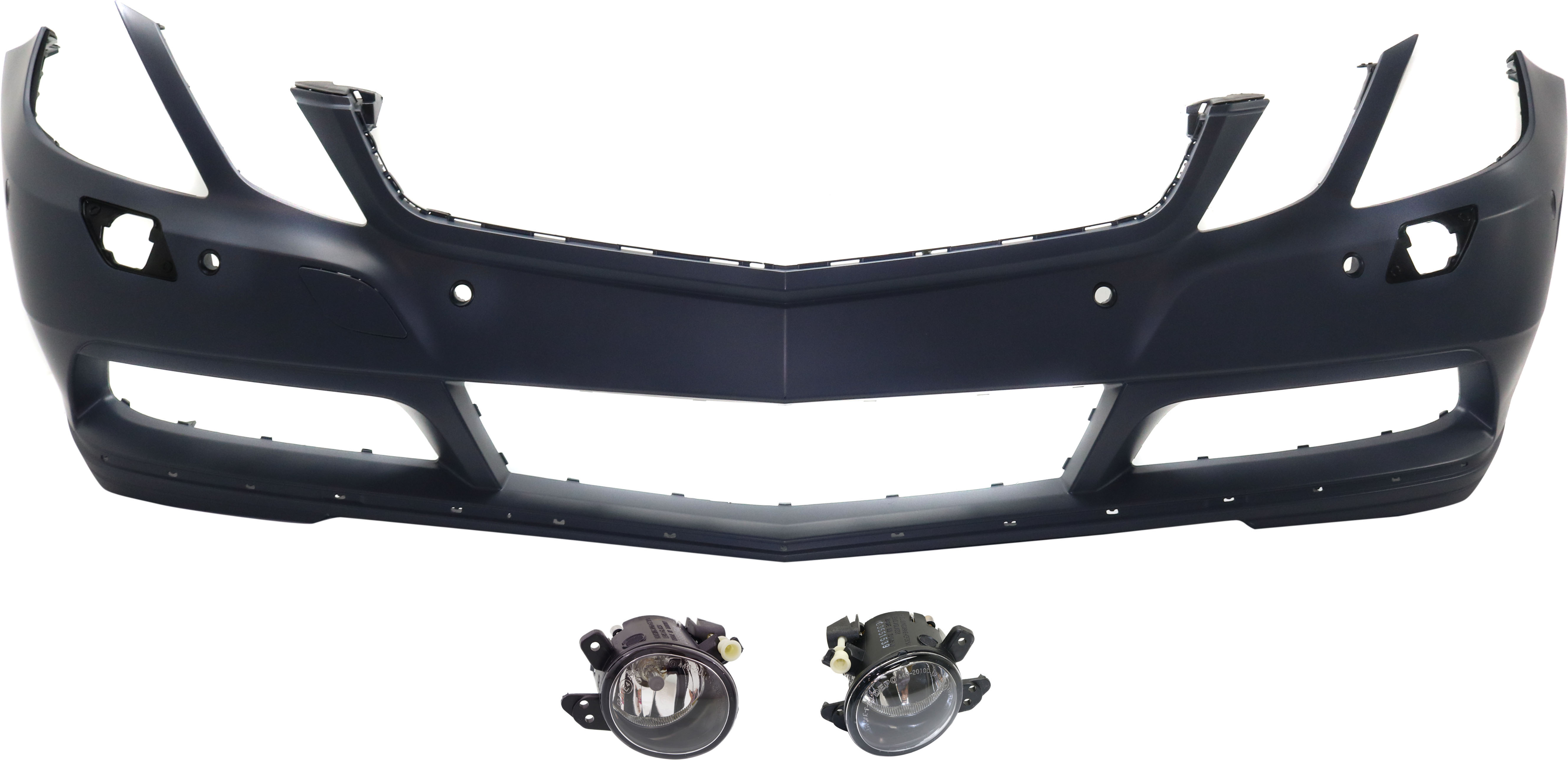 AM E350-10-13 FRONT BUMPER COVER 3 pc Kit with Fog Lights SKU KIT BCFL 0311 Partslink MB1000552 MB2592114 MB2593114 OEM 20788092409999-2518200756-2518