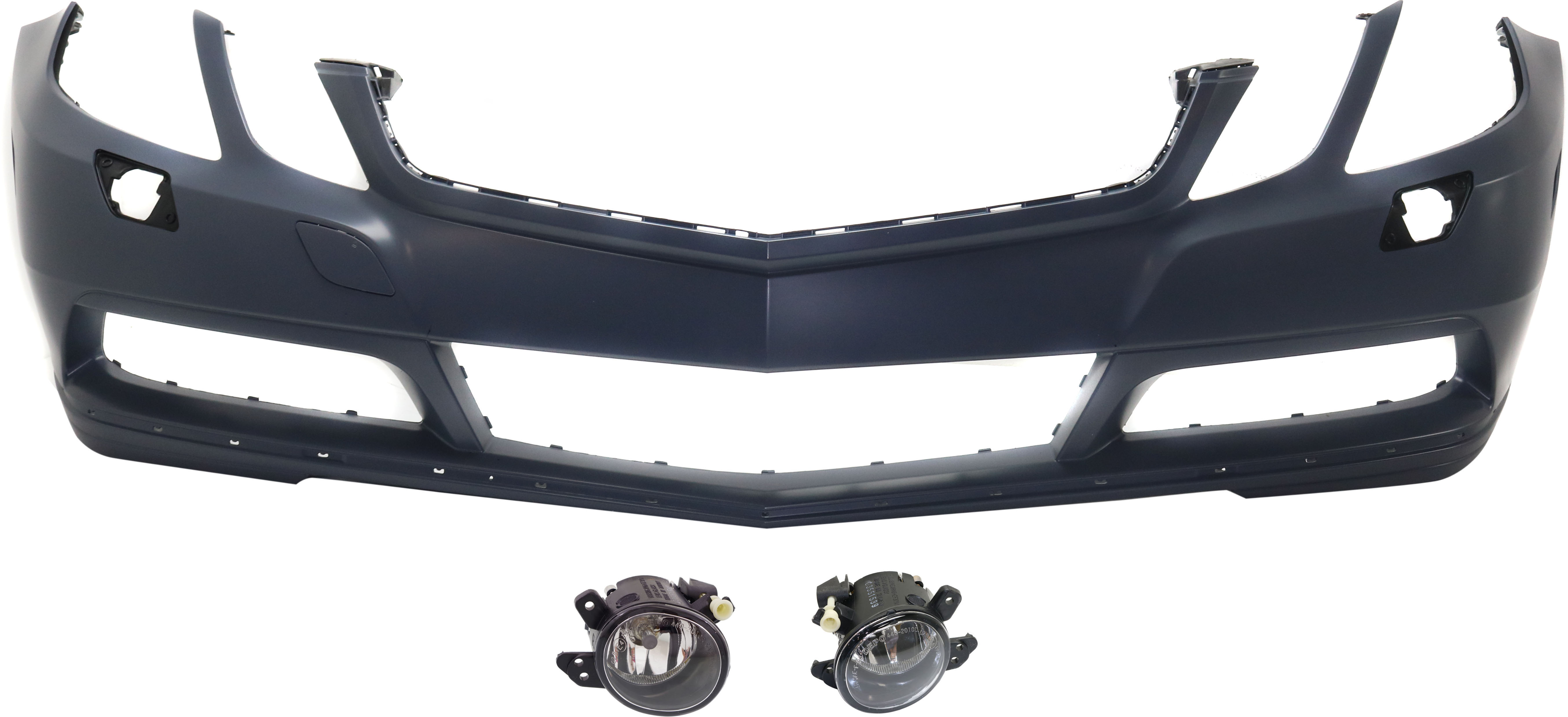 AM E350-10-13 FRONT BUMPER COVER 3 pc Kit with Fog Lights SKU KIT BCFL 0312 Partslink MB1000551 MB2592114 MB2593114 OEM 20788091409999-2518200756-2518