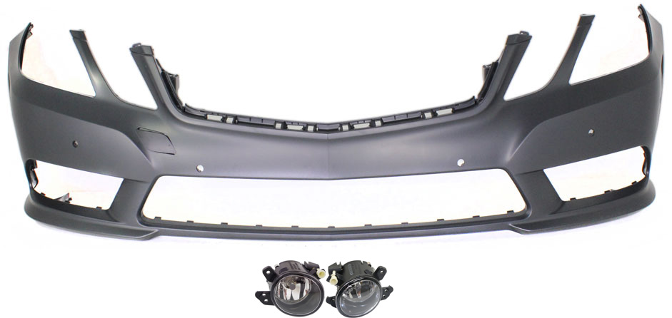 AM E350 E550-10-13 FRONT BUMPER COVER 3 pc Kit with Fog Lights SKU KIT BCFL 0326 Partslink MB1000304 MB2592114 MB2593114 OEM 21288025409999-2518200756-2518