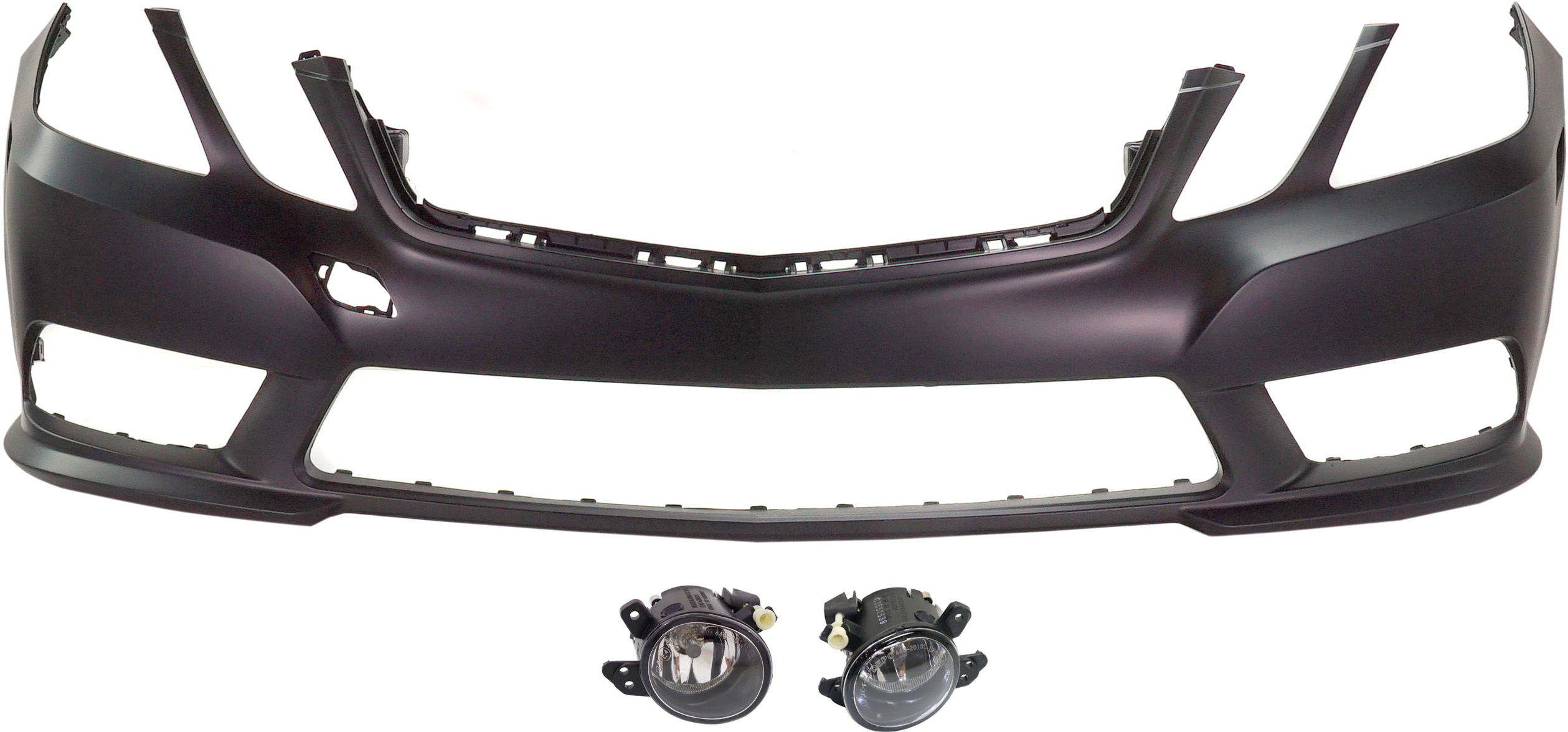 AM E350 E550-10-13 FRONT BUMPER COVER 3 pc Kit with Fog Lights SKU KIT BCFL 0327 Partslink MB1000302 MB2592114 MB2593114 OEM 21288024409999-2518200756-2518