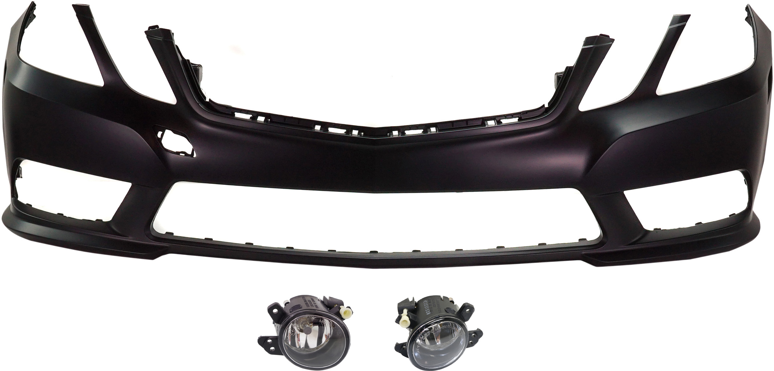 AM E350 E550-10-13 FRONT BUMPER COVER 3 pc Kit with Fog Lights CAPA SKU KIT BCFL 0328 Partslink MB1000302C MB2592114 MB2593114 OEM 21288024409999-2518200756-2518