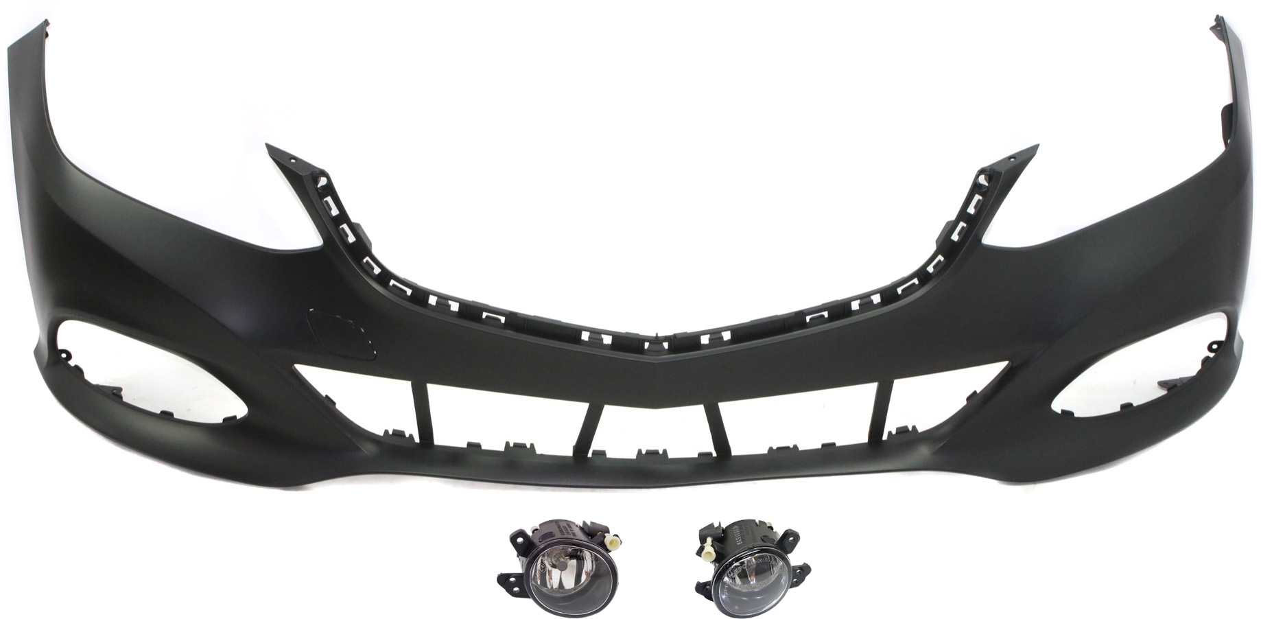 AM E CLASS 14-16 FRONT BUMPER COVER 3 pc Kit with Fog Lights SKU KIT BCFL 0329 Partslink MB1000427 MB2592114 MB2593114 OEM 2128851438649999-2518200756-25