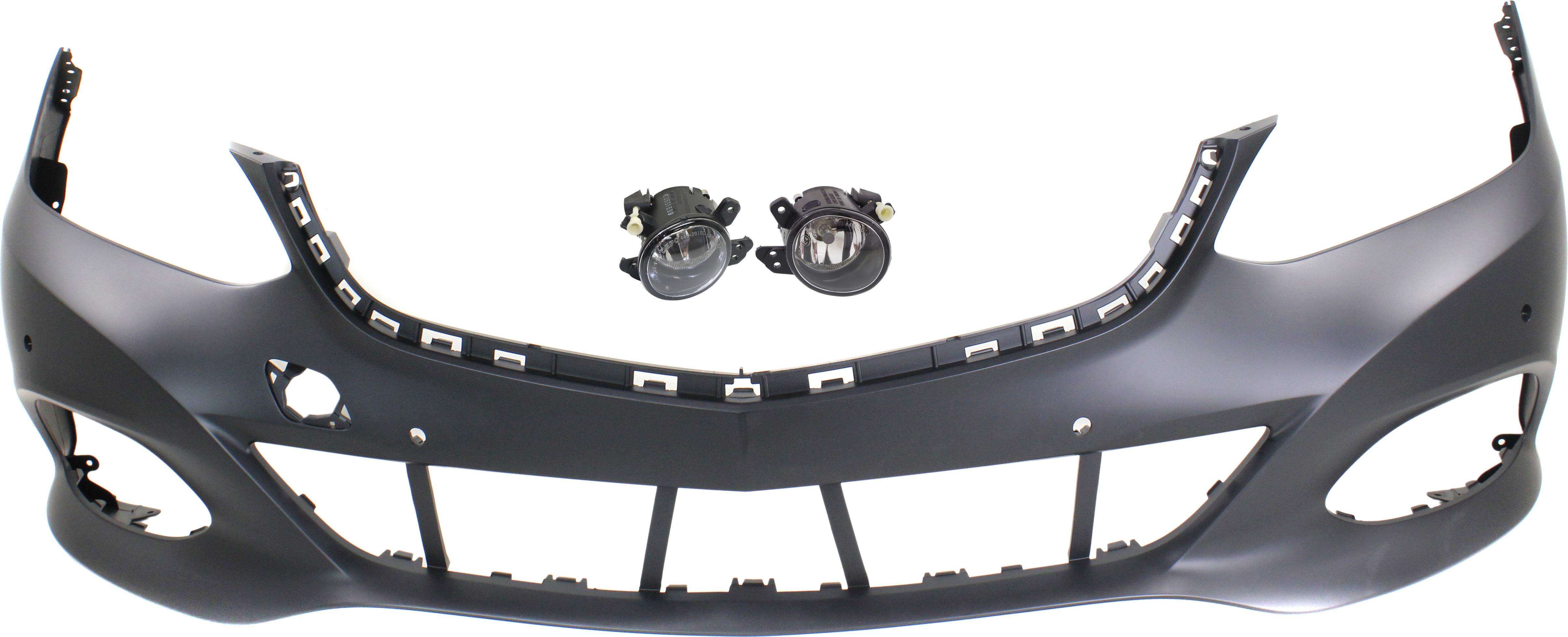 AM E CLASS 14-16 FRONT BUMPER COVER 3 pc kit with Fog Lights CAPA SKU KIT BCFL 0334 Partslink MB1000428C MB2592114 MB2593114 OEM 21288025479999-2518200756-2518