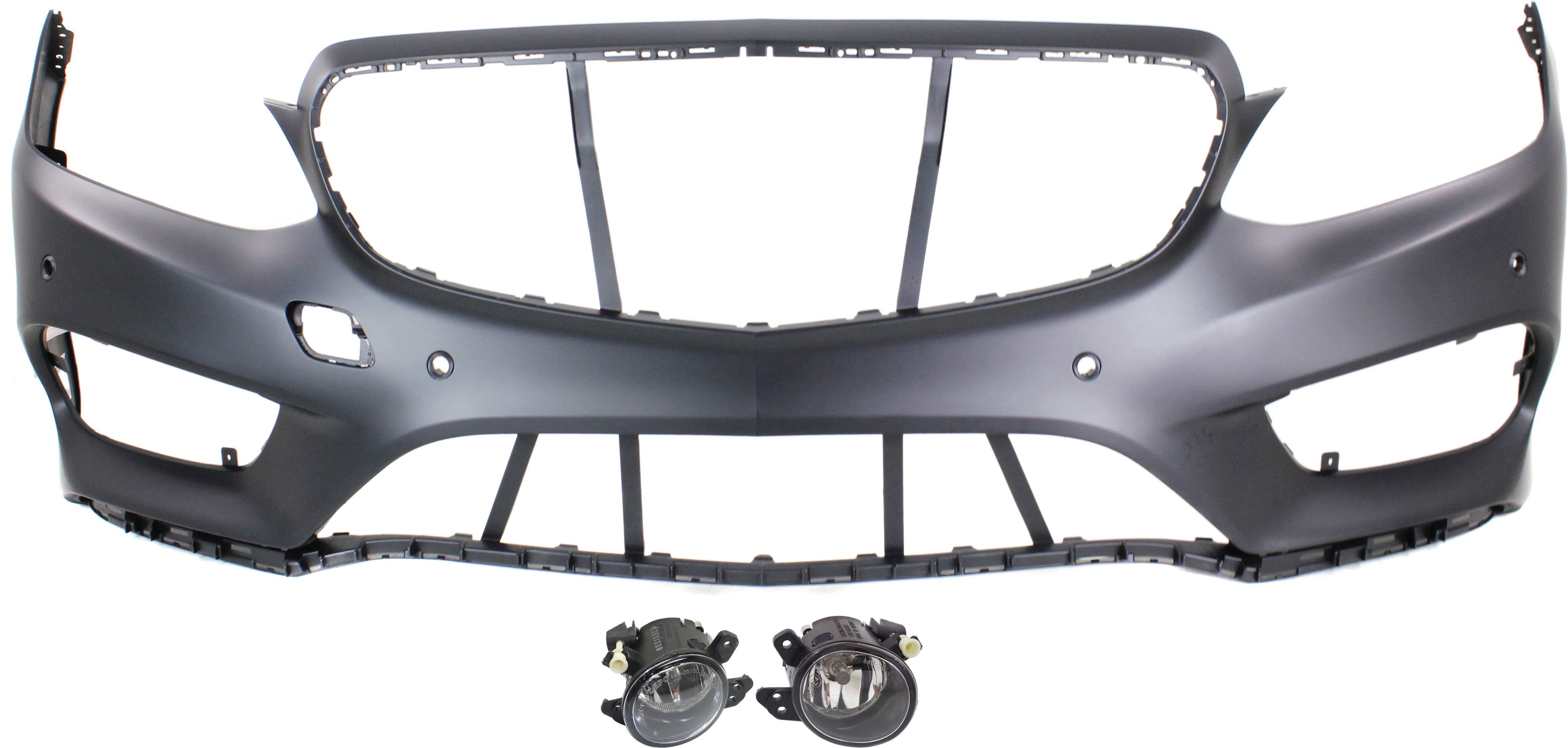 AM E CLASS 14-16 FRONT BUMPER COVER 3 pc kit with Fog Lights CAPA SKU KIT BCFL 0336 Partslink MB1000411C MB2592114 MB2593114 OEM 2-128-852-738-999-920-000-000-000-000