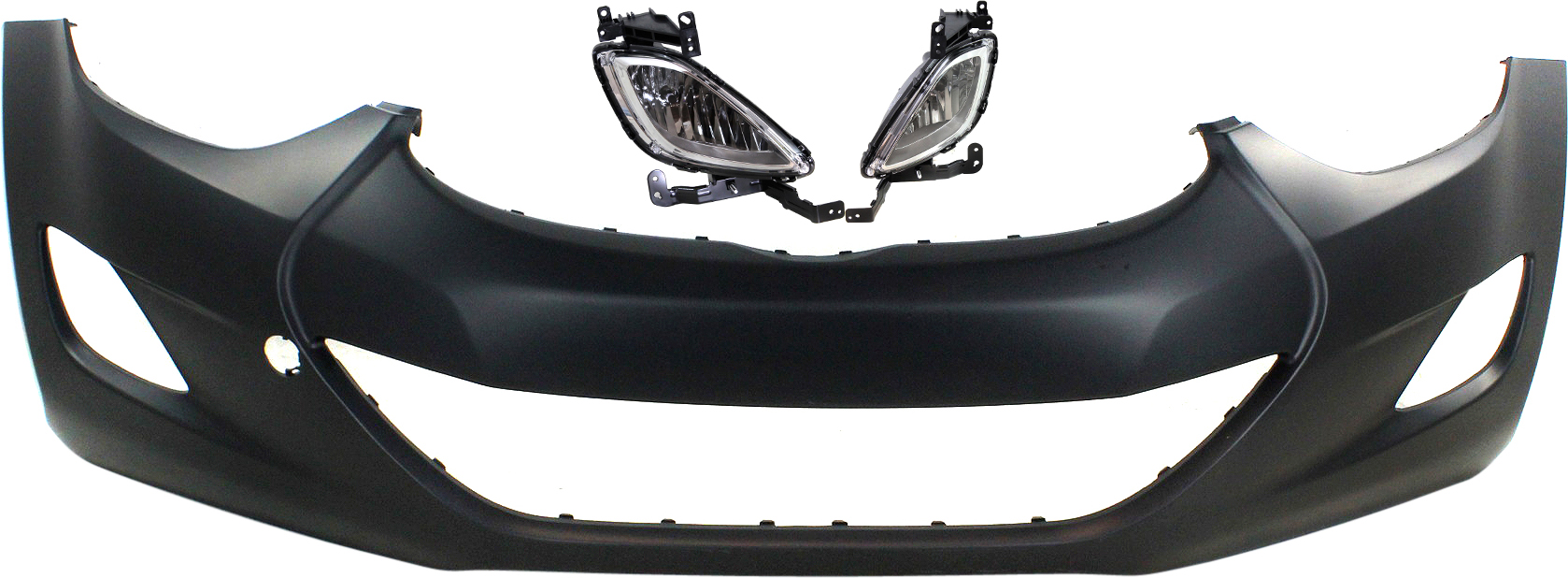 AM ELANTRA 11-13 FRONT BUMPER COVER Primed 3 pc kit with Fog Lights SKU KIT BCFL 0342 Partslink HY1000185 HY2592138 HY2593138 OEM 865113Y000-922013X000-922023X0
