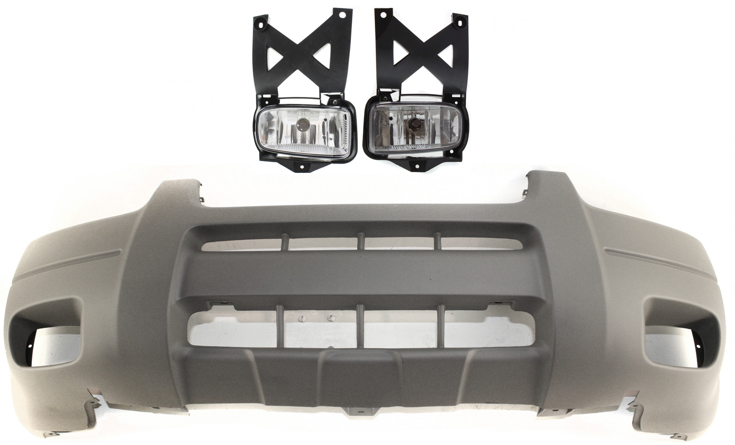 AM ESCAPE 01-04 FRONT BUMPER COVER Textured 3 pc kit with Fog Lights SKU KIT BCFL 0362 Partslink FO1000474 FO2592190 FO2593190 OEM YL8Z17D957MAA YL8Z15200AB YL8Z