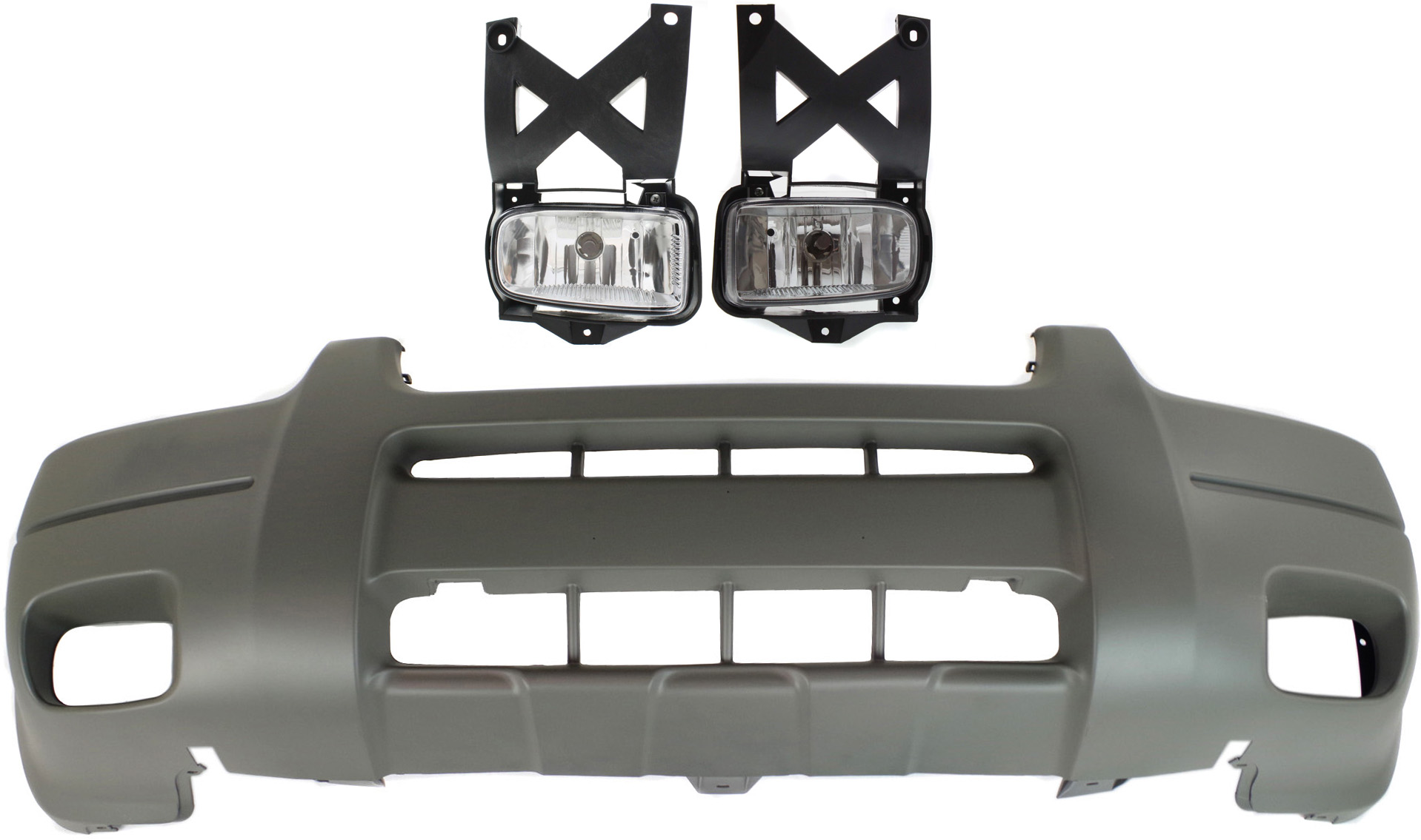 AM ESCAPE 01-04 FRONT BUMPER COVER Textured 3 pc kit with Fog Lights SKU KIT BCFL 0364 Partslink FO1000475 FO2592190 FO2593190 OEM YL8Z17D957DAA YL8Z15200AB YL8Z