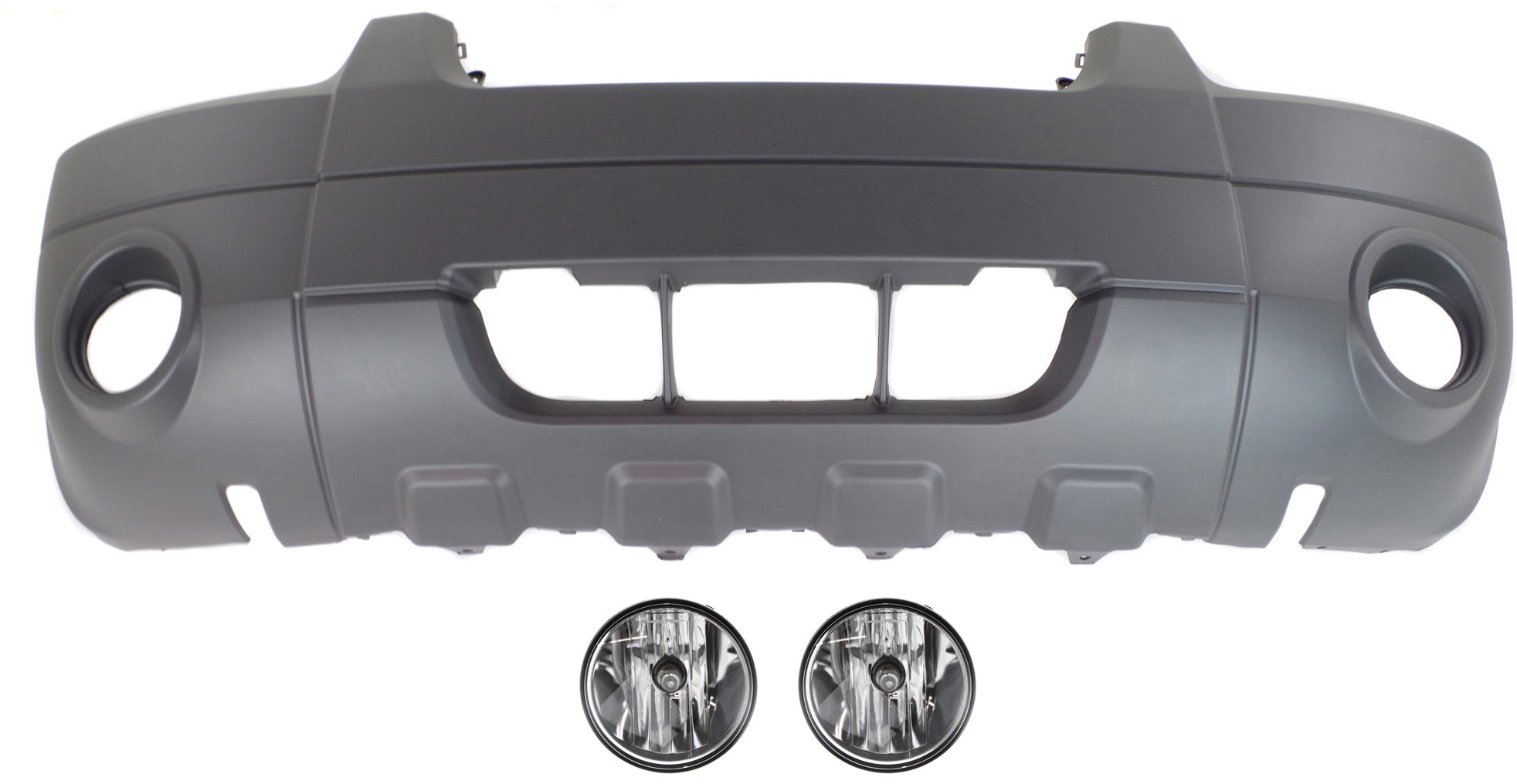 AM ESCAPE 07-07 FRONT BUMPER COVER 3 pc kit with Fog Lights SKU KIT BCFL 0367 Partslink FO1000571 FO2590111 OEM 5L8Z17D957BAA 7R3Z15200A