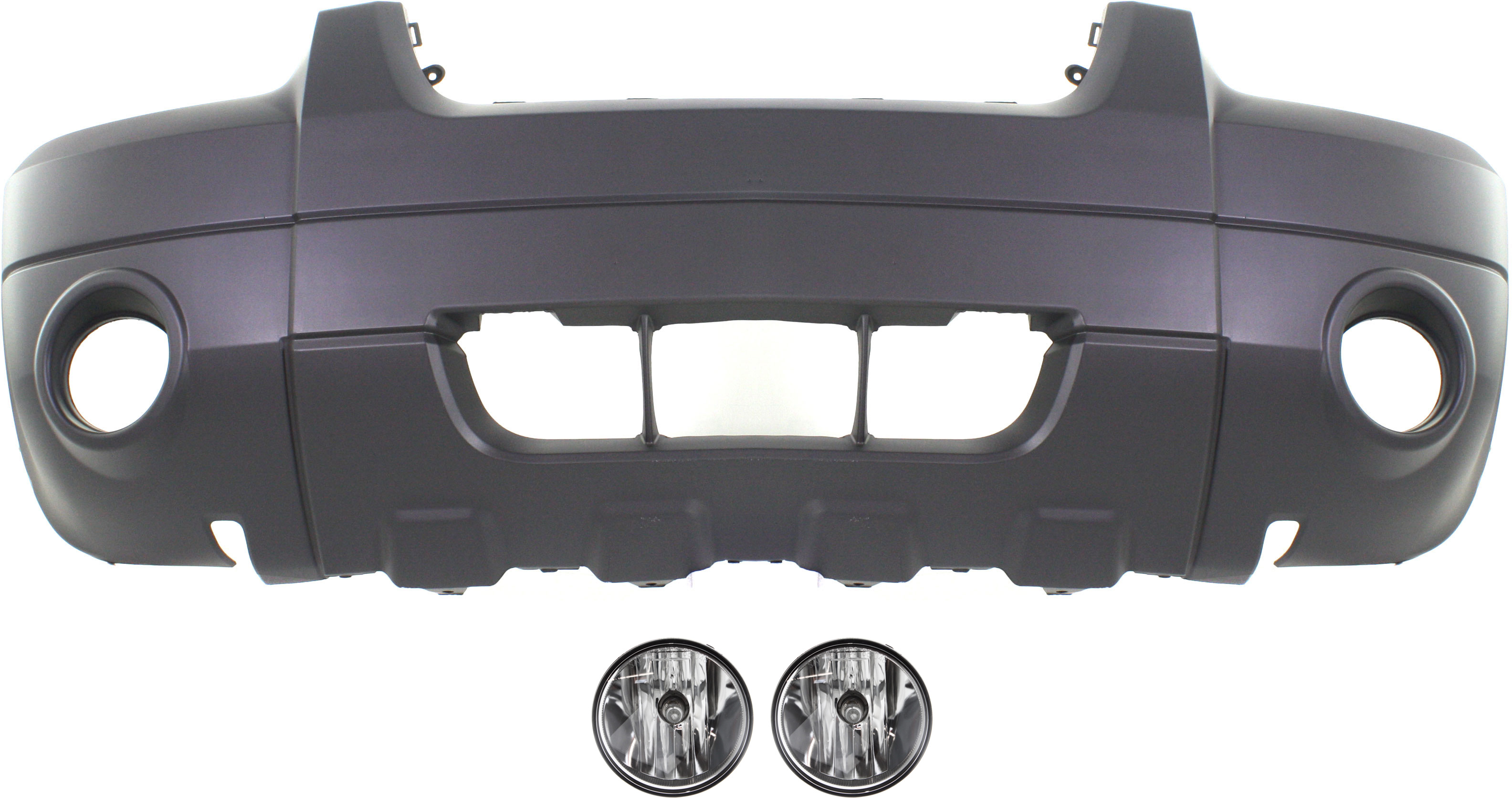 AM ESCAPE 07-07 FRONT BUMPER COVER 3 pc kit with Fog Lights CAPA SKU KIT BCFL 0368 Partslink FO1000571C FO2590111 OEM 5L8Z17D957BAA 7R3Z15200A