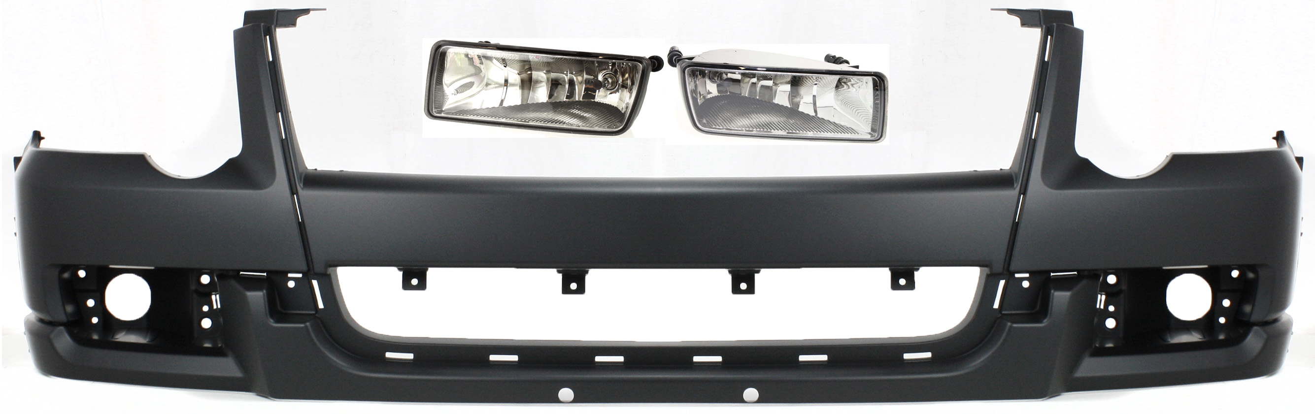 AM EXPLORER 06-10 FRONT BUMPER COVER 3 pc kit with Fog Lights CAPA SKU KIT BCFL 0392 Partslink FO1000600C FO2594100 FO2595100 OEM 6L2Z15200AA 6L2Z15201AA 7L2Z17