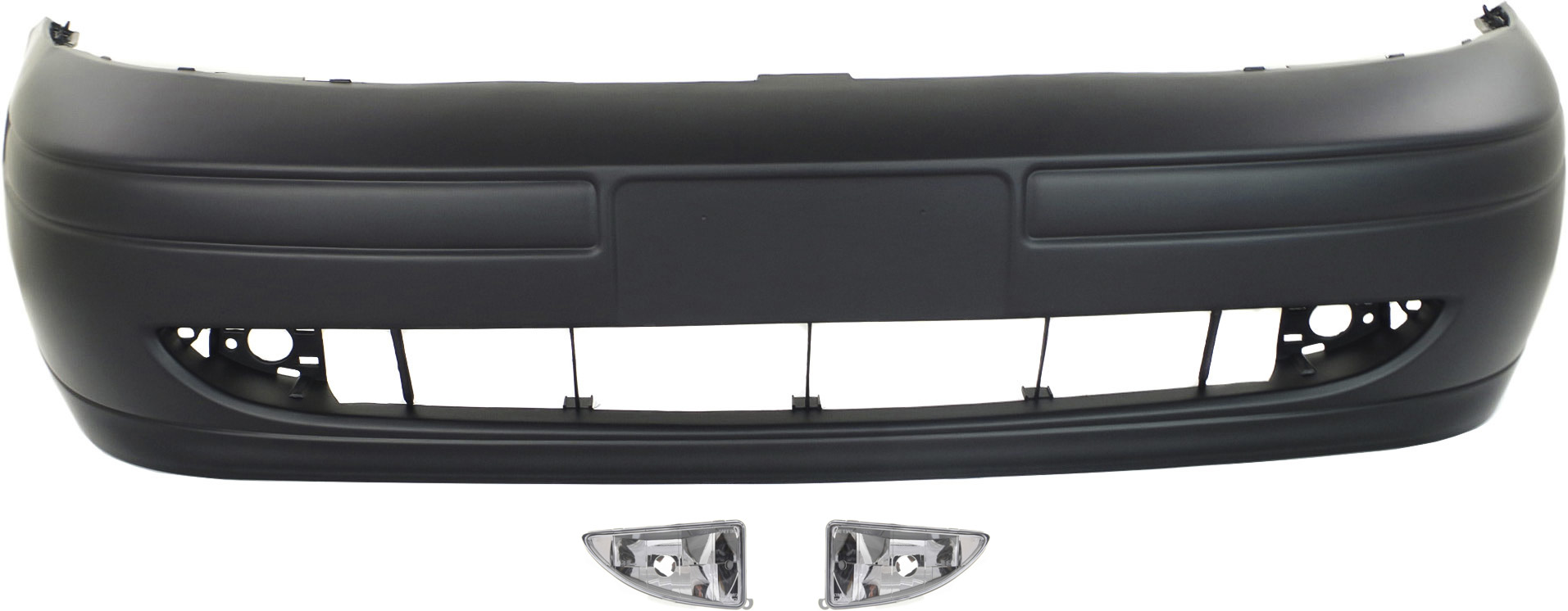 AM FOCUS 00-04 FRONT BUMPER COVER Primed 3 pc kit with Fog Lights SKU KIT BCFL 0416 Partslink FO1000458 FO2592177 FO2593177 OEM 2M5Z17D957FAA YS4Z15L203BB YS4