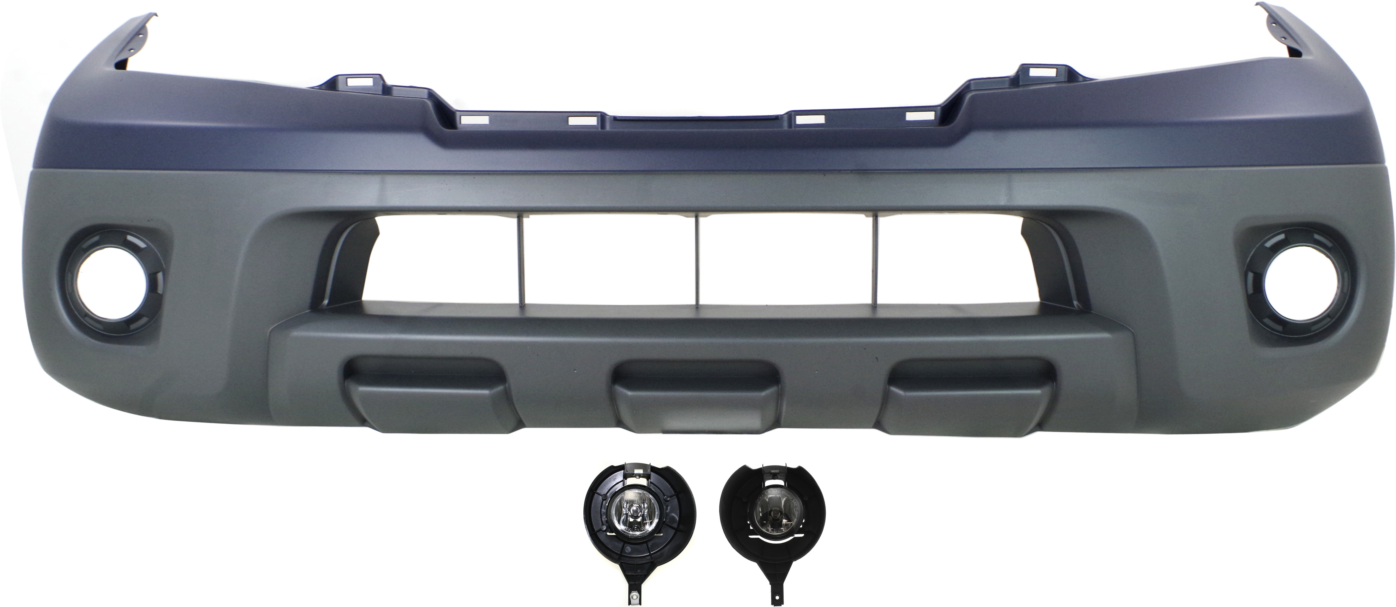 AM FRONTIER 09-21 FRONT BUMPER COVER Primed Top Textured Bottom Plastic 3 pc Kit with Fog Lights CAPA SKU KIT BCFL 0437 Partslink NI1000263C NI2592121 NI2593121 OEM 26150EA825-26155EA825-62022ZL0