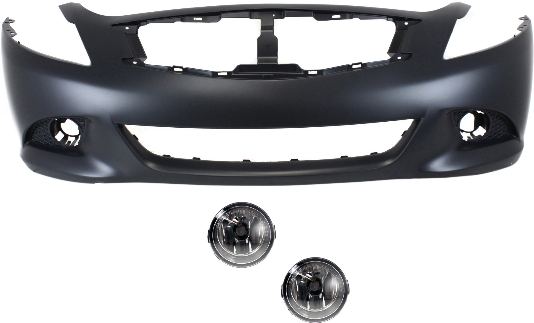 AM G37-10-13 FRONT BUMPER COVER Primed 3 pc kit with Fog Lights CAPA SKU KIT BCFL 0445 Partslink IN1000246C NI2590103 OEM B615089928-261508993B FBM221NF