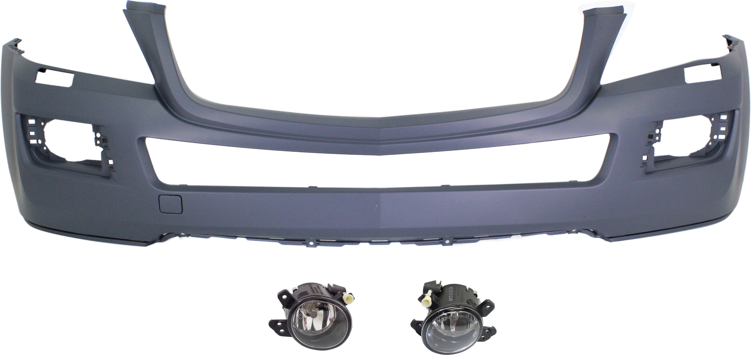 AM GL CLASS 07-09 FRONT BUMPER COVER Primed 3 pc kit with Fog Lights SKU KIT BCFL 0456 Partslink MB1000255 MB2592114 MB2593114 OEM 1-648-855-225-999-920-000-000-000-000