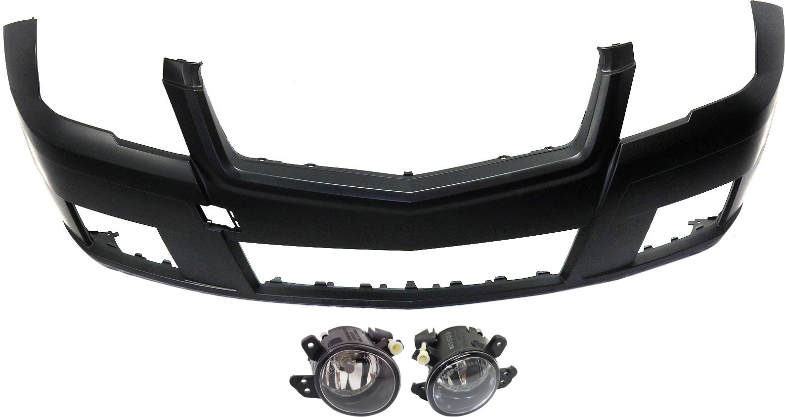 AM GLK350-10-12 FRONT BUMPER COVER Primed 3 pc kit with Fog Lights CAPA SKU KIT BCFL 0459 Partslink MB1000331C MB2592114 MB2593114 OEM 2048851425-2518200756-25182008