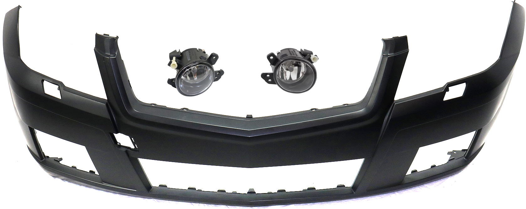 AM GLK350-10-12 FRONT BUMPER COVER Primed 3 pc kit with Fog Lights CAPA SKU KIT BCFL 0467 Partslink MB1000365C MB2592114 MB2593114 OEM 2048804440-2518200756-25182008