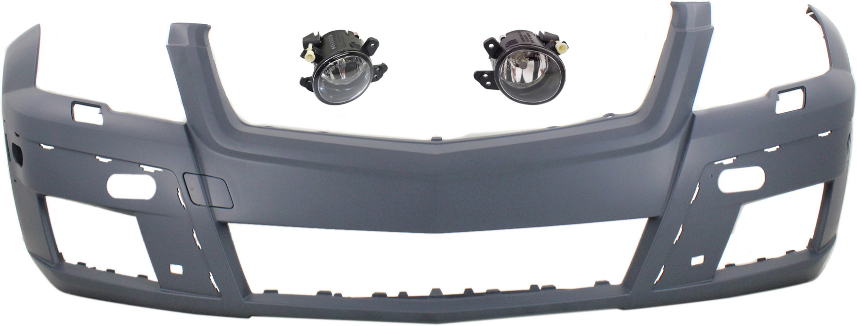 AM GLK350-10-12 FRONT BUMPER COVER Primed 3 pc kit with Fog Lights SKU KIT BCFL 0473 Partslink MB1000376 MB2592114 MB2593114 OEM 2-048-804-740-251-820-000-000-000-000