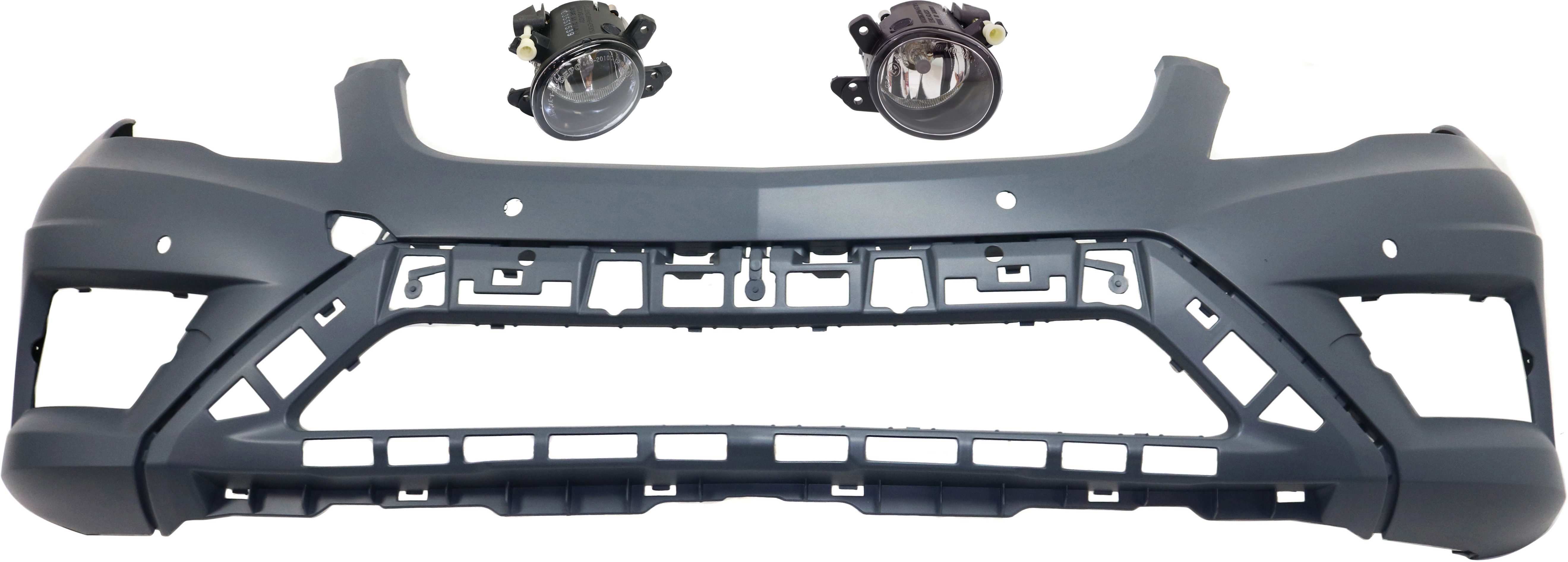 AM GLK250 GLK350-13-15 FRONT BUMPER COVER Primed 3 pc kit with Fog Lights SKU KIT BCFL 0477 Partslink MB1000406 MB2592114 MB2593114 OEM 2048857638-2518200756-25182008
