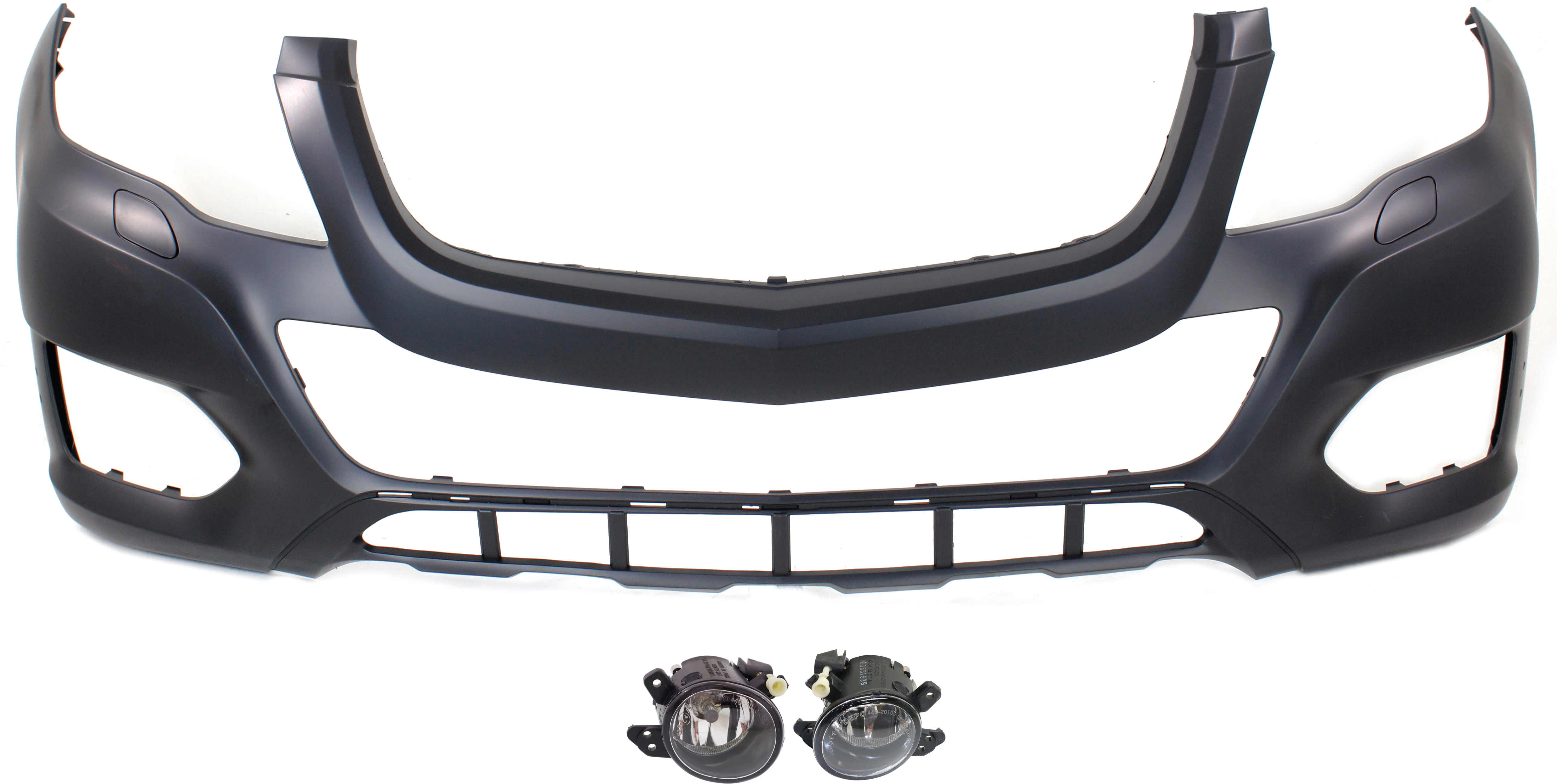 AM GLK250 GLK350-13-15 FRONT BUMPER COVER Primed 3 pc kit with Fog Lights SKU KIT BCFL 0484 Partslink MB1000401 MB2592114 MB2593114 OEM 2048802149-2518200756-25182008